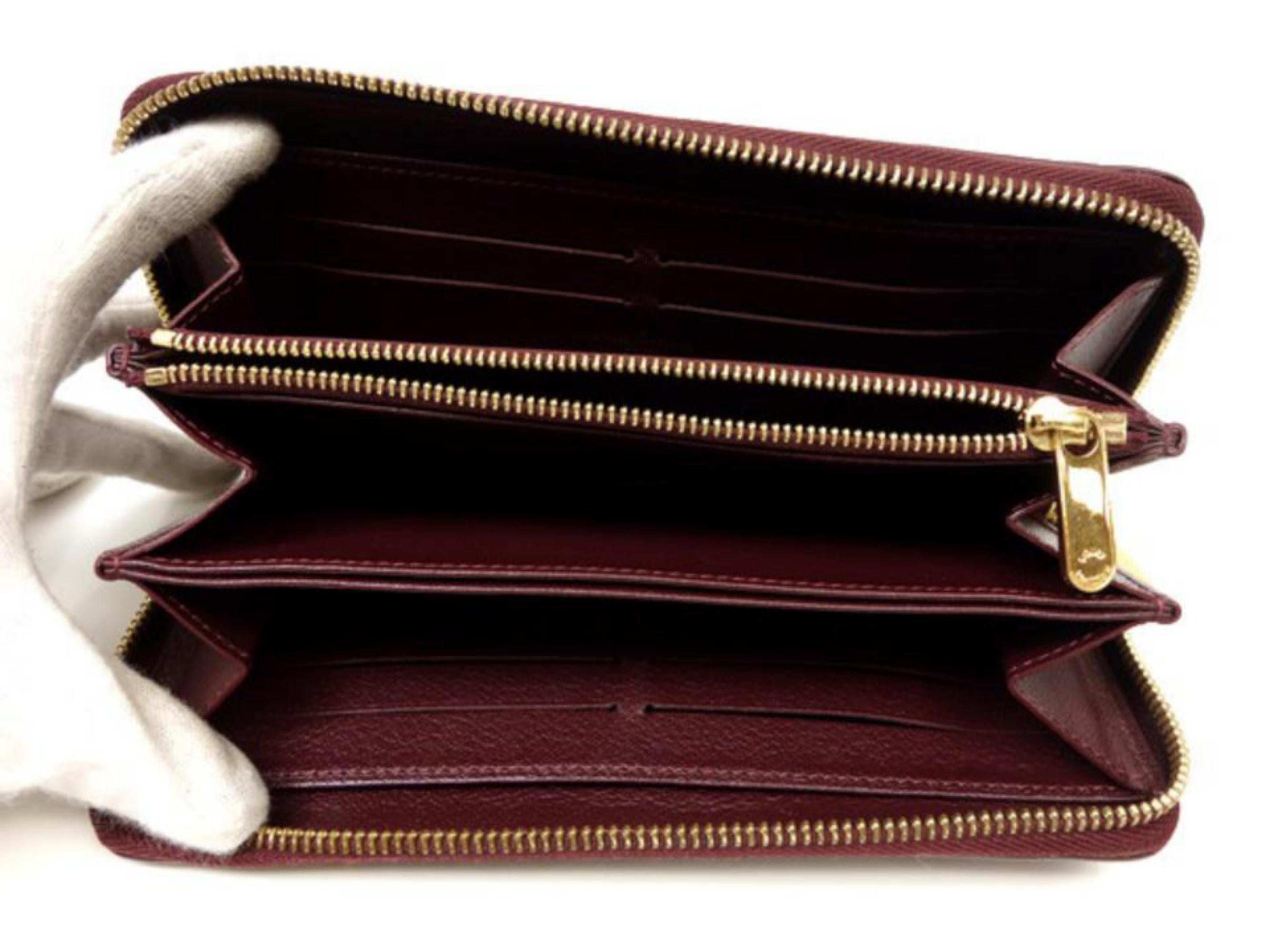 Louis Vuitton Zippy Long Wallet 226023 Bordeaux Ostrich Clutch In Good Condition For Sale In Forest Hills, NY