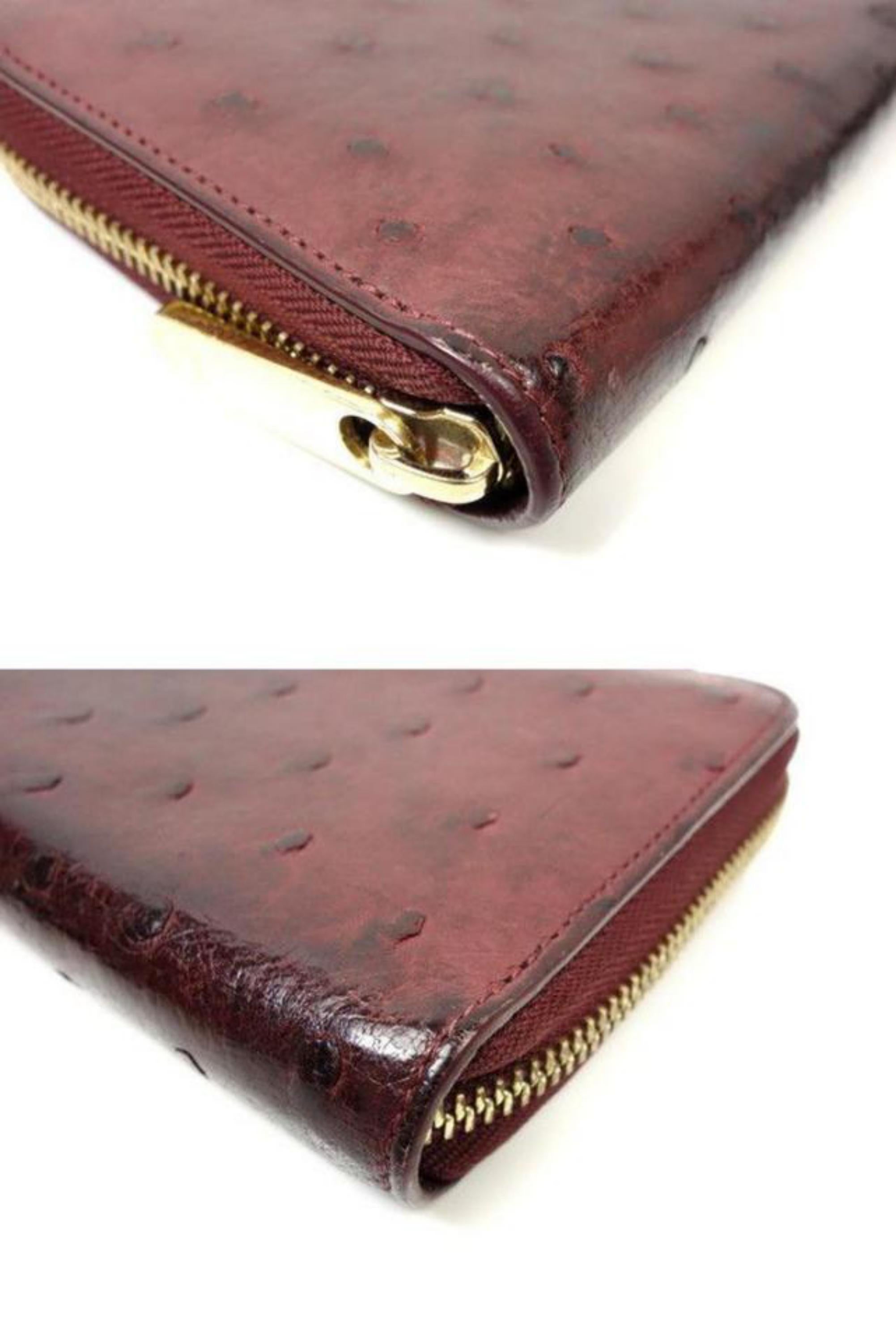 Louis Vuitton Zippy Long Wallet 226023 Bordeaux Ostrich Clutch For Sale 1