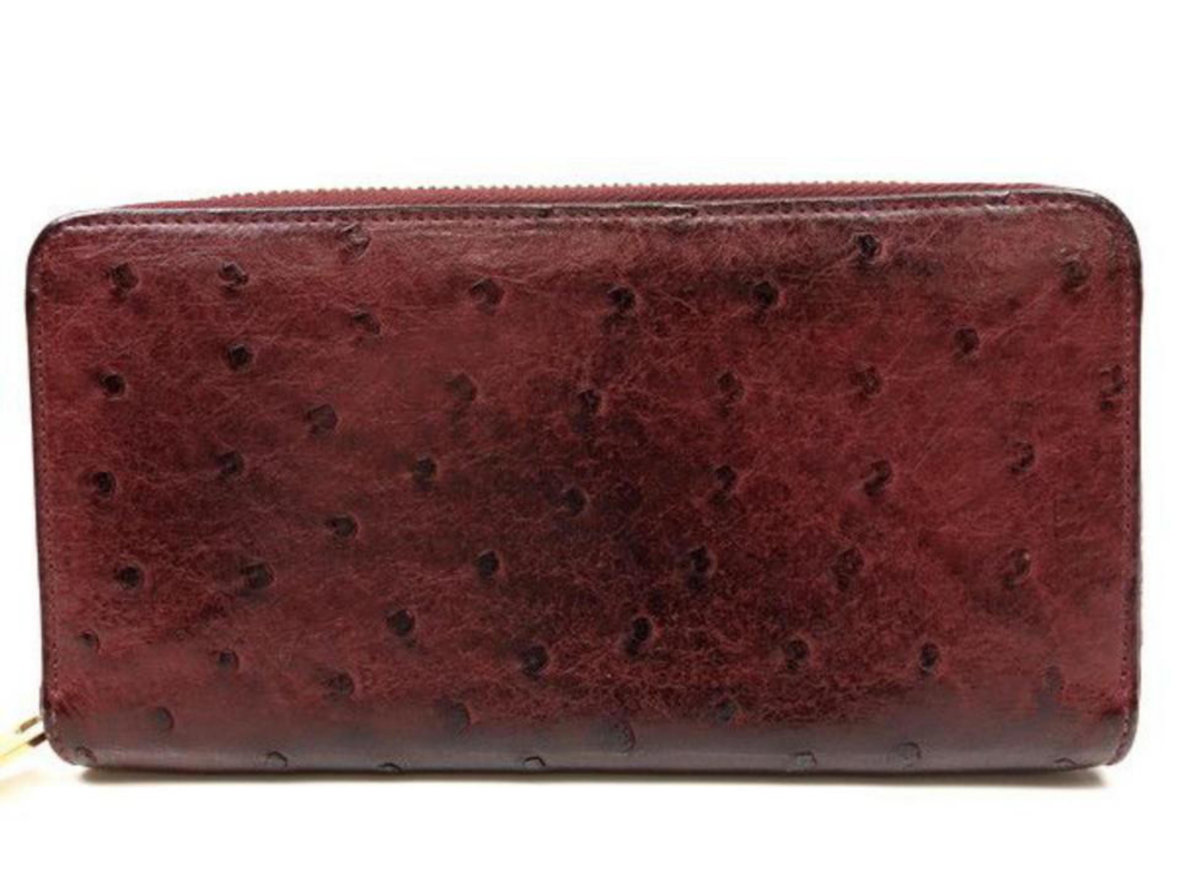 Louis Vuitton Zippy Long Wallet 226023 Bordeaux Ostrich Clutch For Sale 2