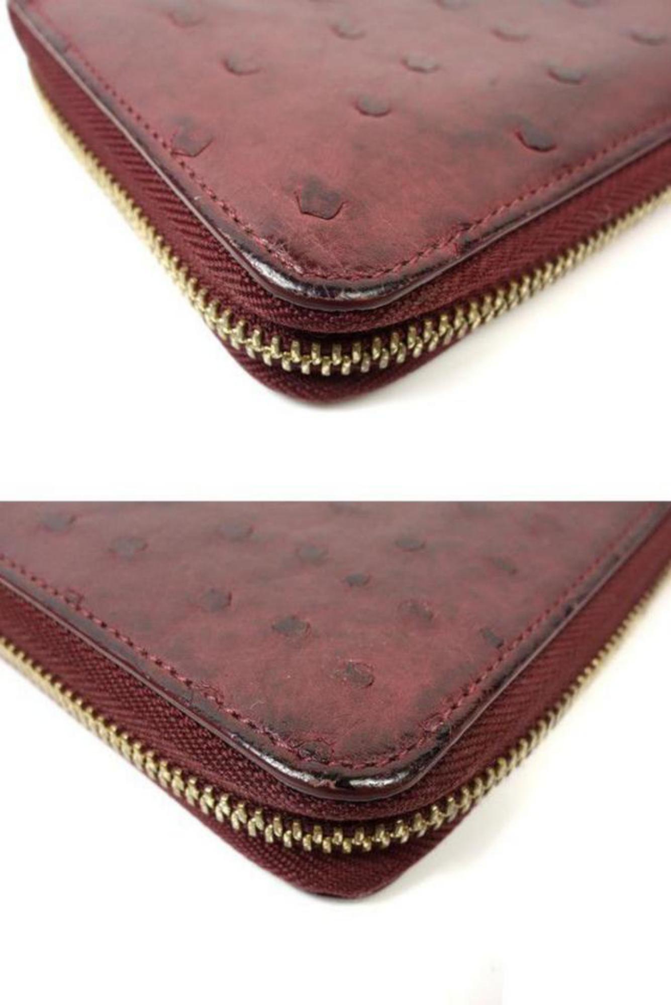 Louis Vuitton Zippy Long Wallet 226023 Bordeaux Ostrich Clutch For Sale 3