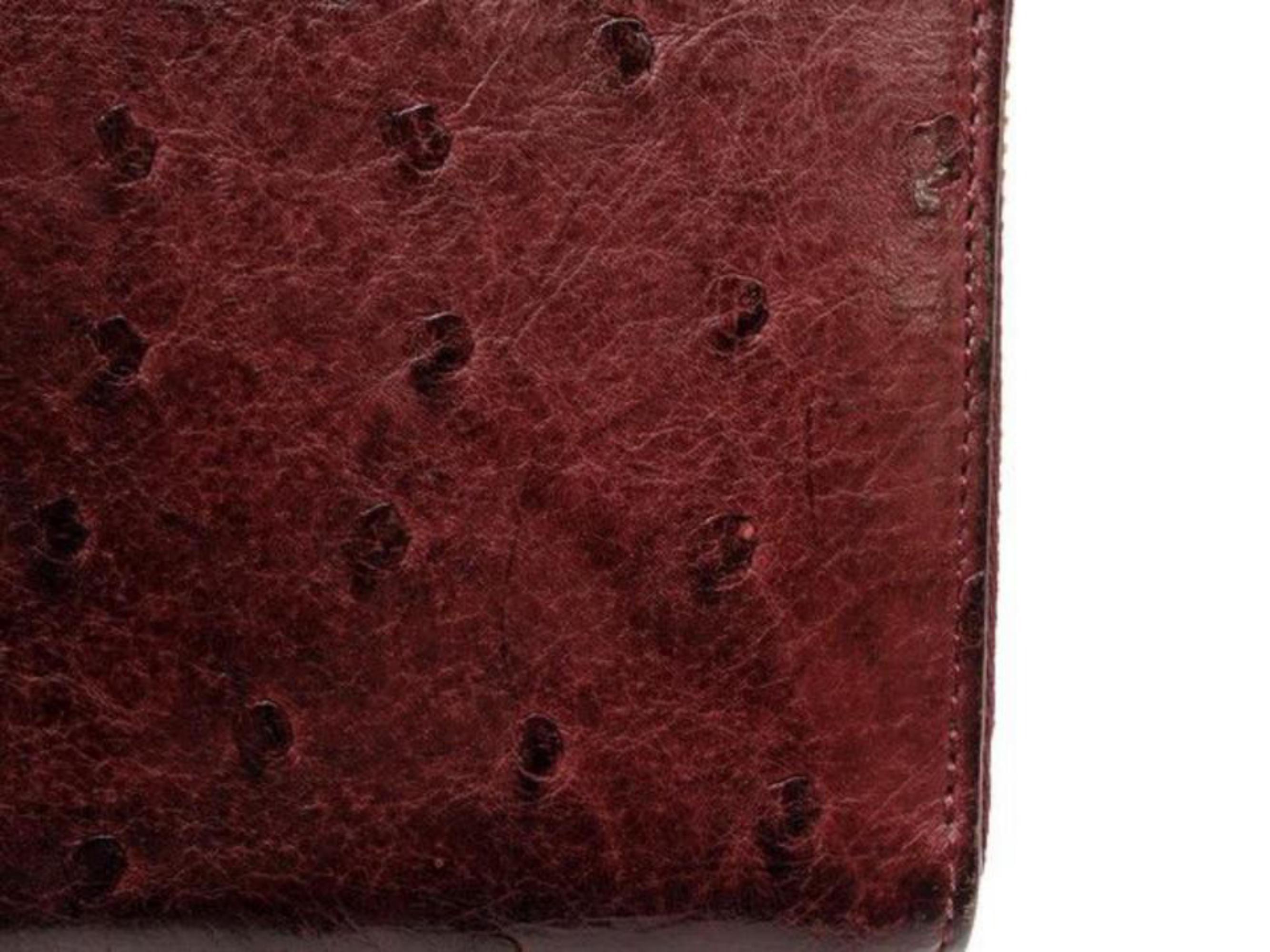 Louis Vuitton Zippy Long Wallet 226023 Bordeaux Ostrich Clutch For Sale 4