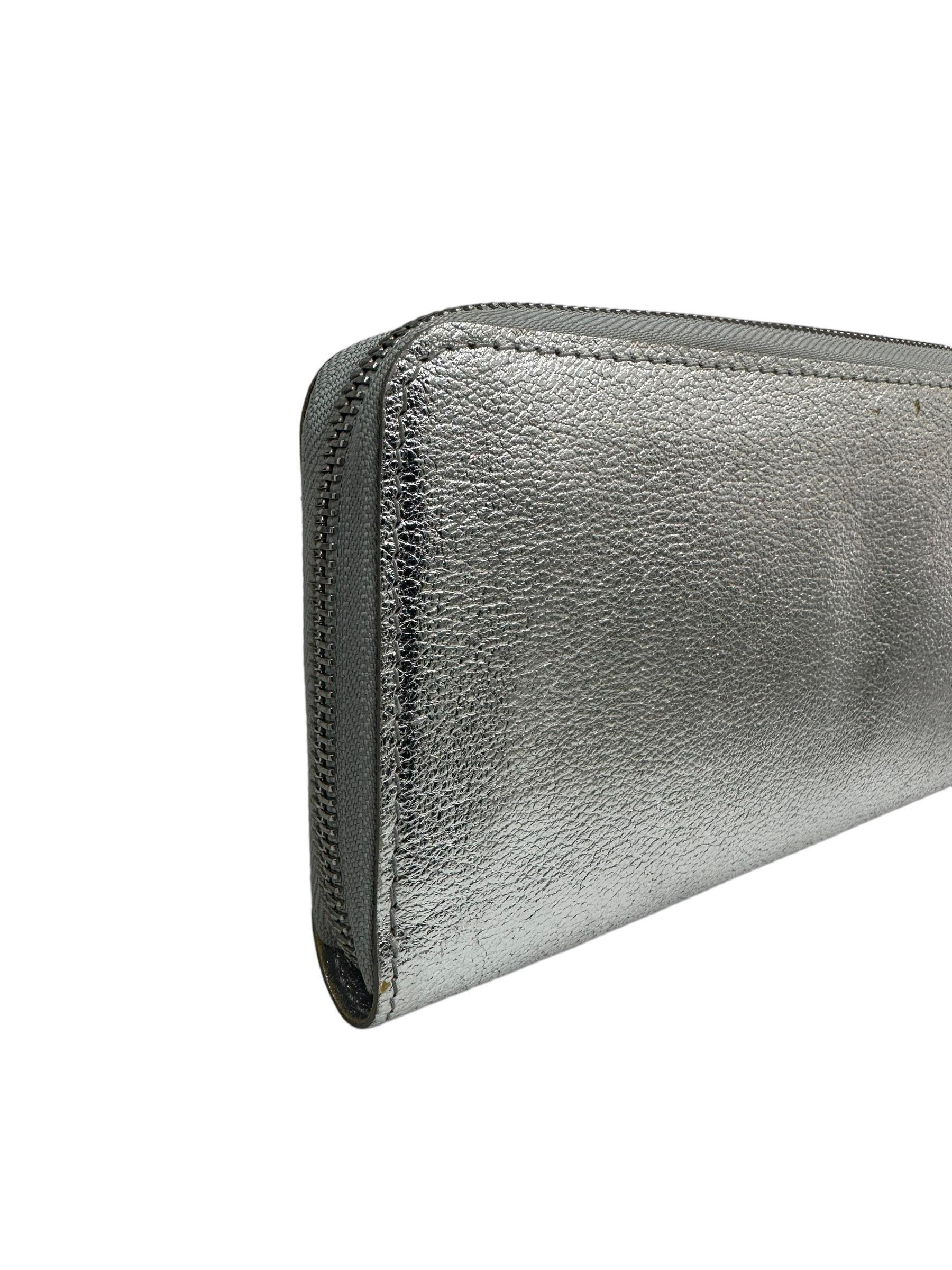 Louis Vuitton Zippy Suhali Wallet Silver Leather  For Sale 2