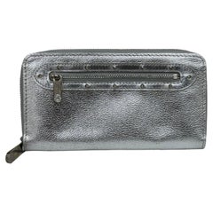 Used Louis Vuitton Zippy Suhali Wallet Silver Leather 