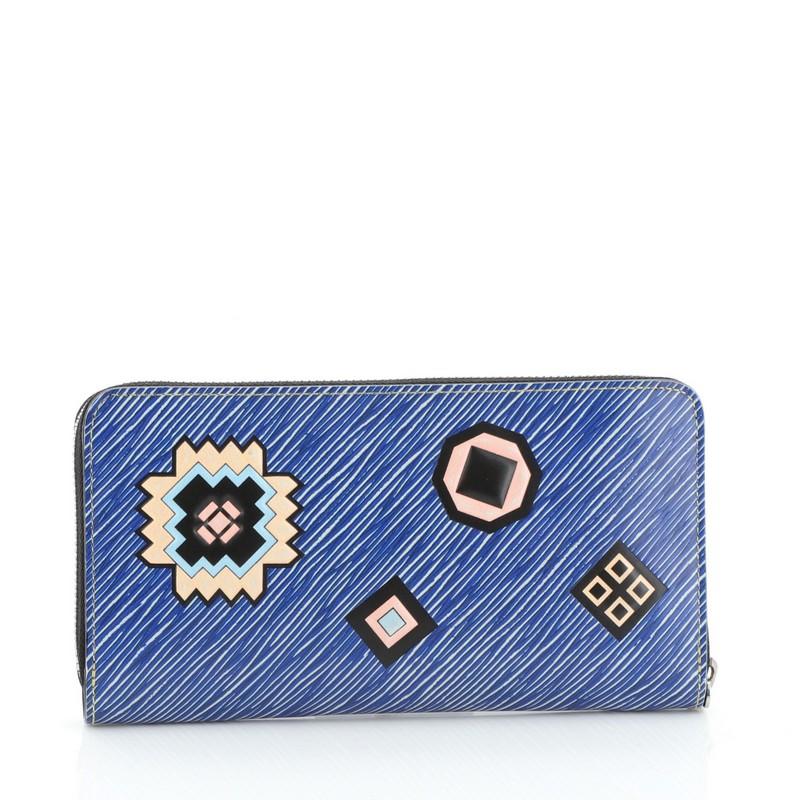 Blue Louis Vuitton Zippy Wallet Limited Edition Azteque Epi Leather 