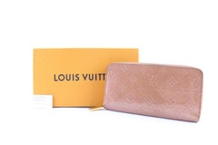 Louis Vuitton Zippy Wallet Monogram Vernis 4lr0305 Rose Patent Leather Clutch
