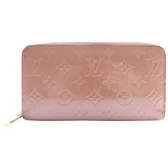 Louis Vuitton Zippy Wallet Monogram Vernis 4lr0305 Rose Patent Leather Clutch