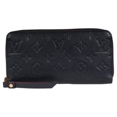 Louis Vuitton Zippy Wallet Navy Blue Leather Lv Logo Monogram Embossed Tri Fold