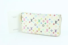 Louis Vuitton Zippy Wallet White 11le0109 Multicolor Coated Canvas wristlet