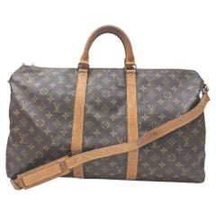 Vintage Louis VuittonMonogram Keepall Bandouliere 50 Boston Duffle Bag with Strap 