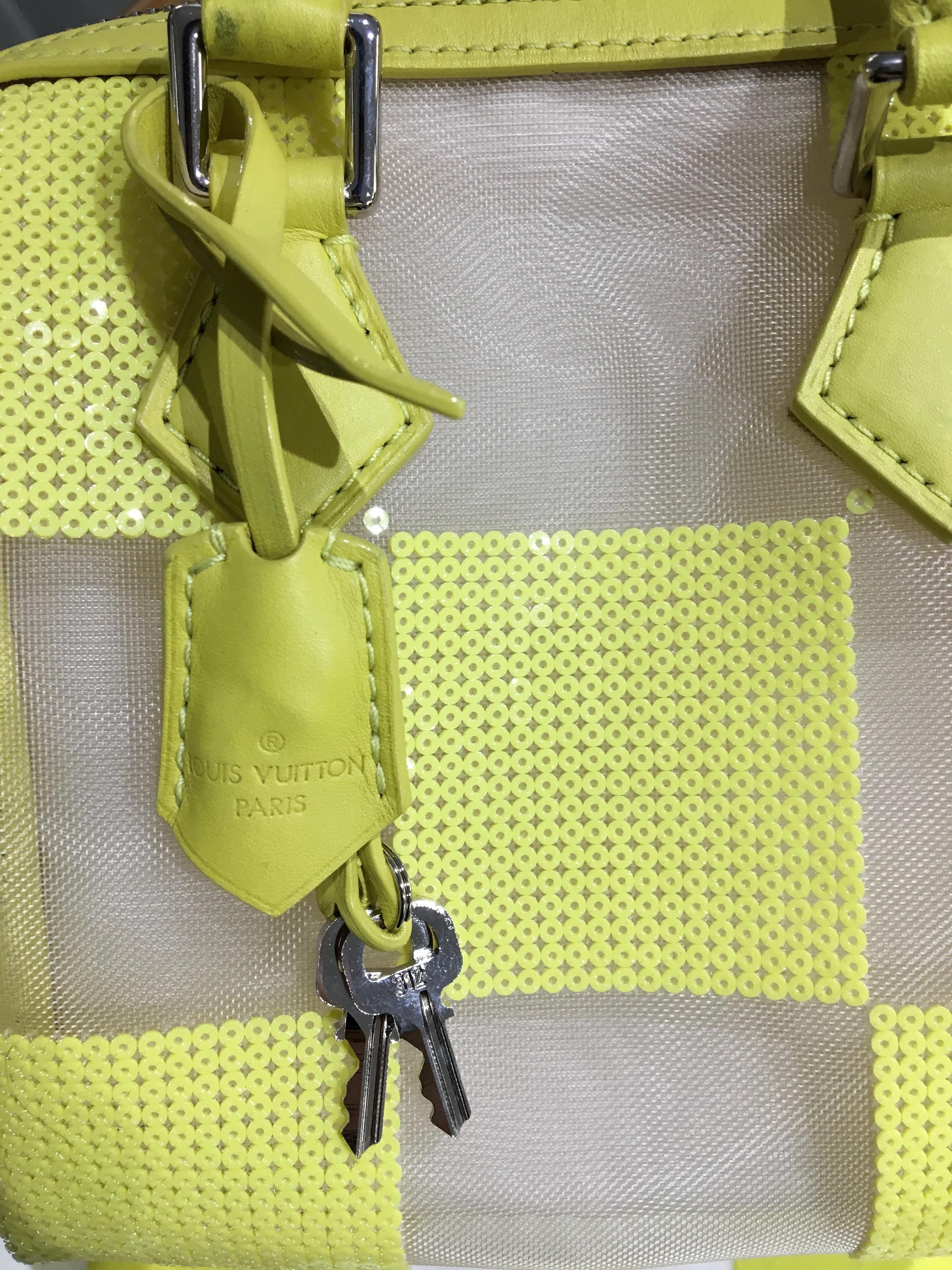 Women's Louis Vuitton Speedy bag chess with sequins, Yellow For Sale