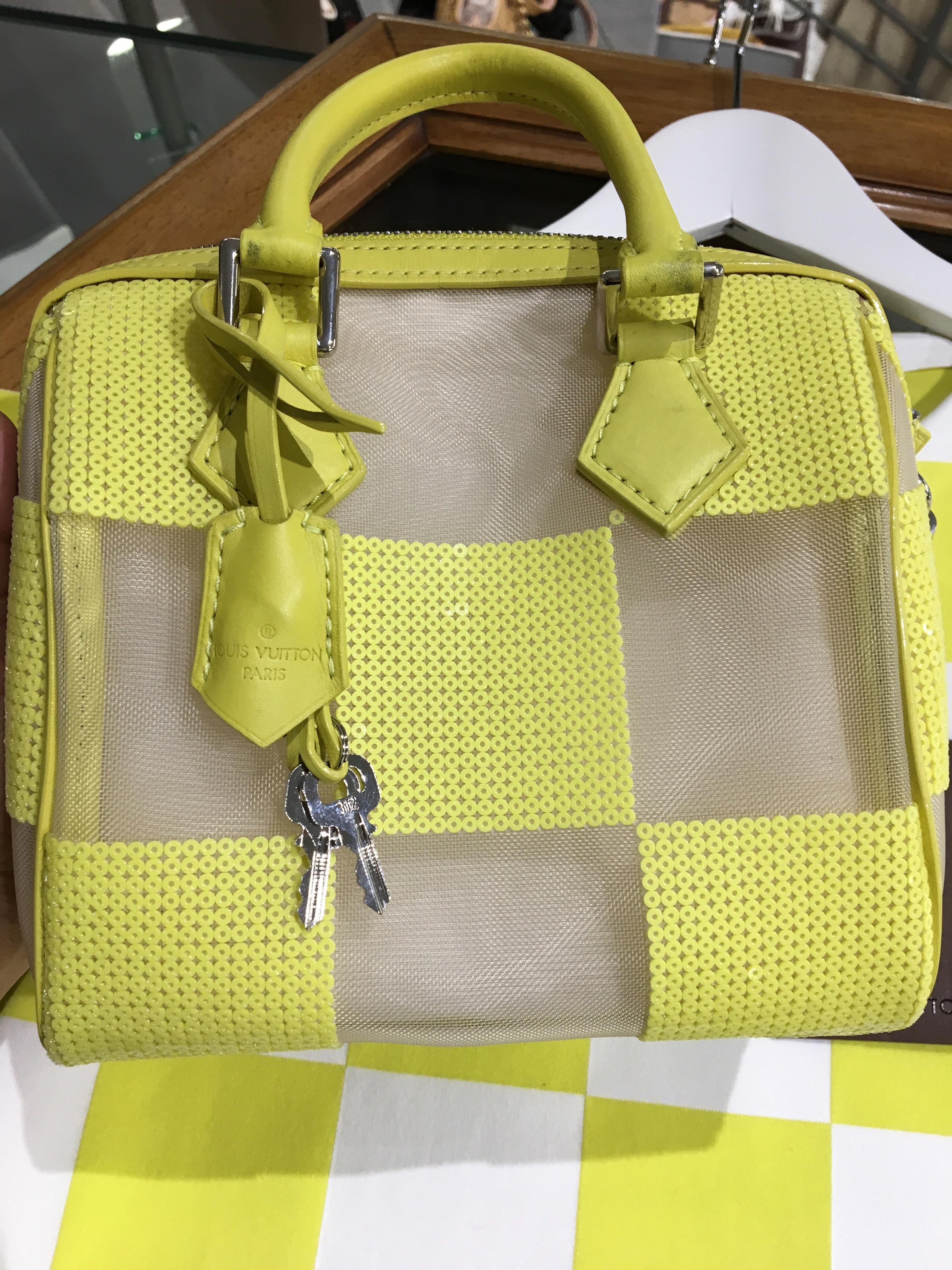 Louis Vuitton Speedy bag chess with sequins, Yellow For Sale 1