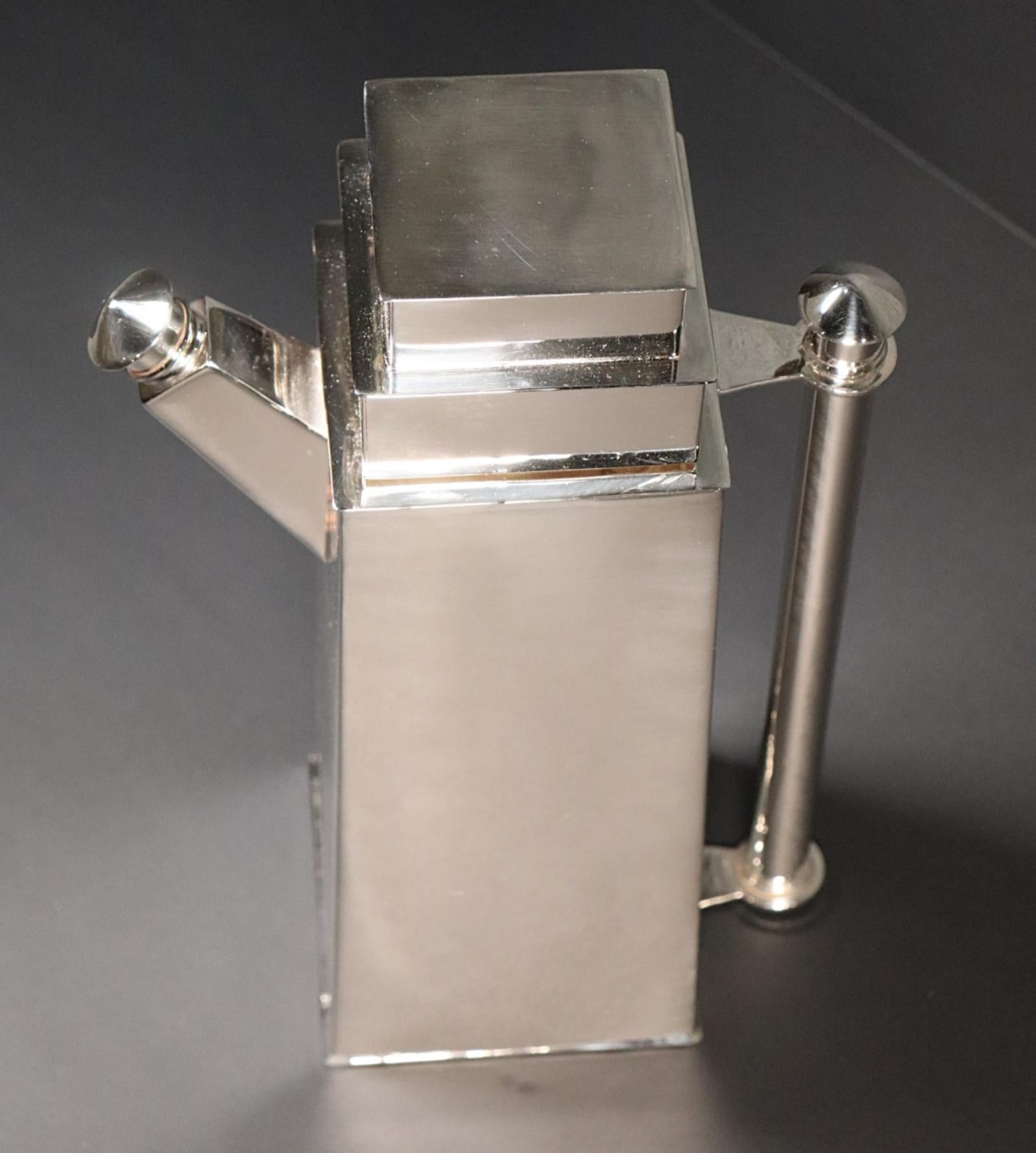 Silver Plate Louis W. Rice -Rare Skyscraper Design Cocktail Shaker For Sale