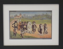 Louis Wain Cat Postcard "The Wedding" Framed Oilette No. 9396, England Pre 1914