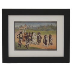 Louis Wain Cat Postcard "The Wedding" Framed Oilette No. 9396, England Pre 1914