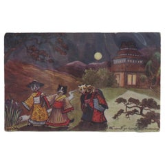 Louis Wain Cat Postcard "We won't go home till morning" framed Posted UK 1904