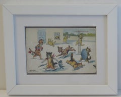 Louis Wain Framed Cat Postcard "A Bolt from the Blue", Pre, 1914