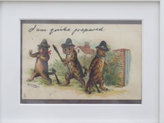Postcard de chat encadrée Louis Wain « I Am Quite Prepared », Édouardien 1906