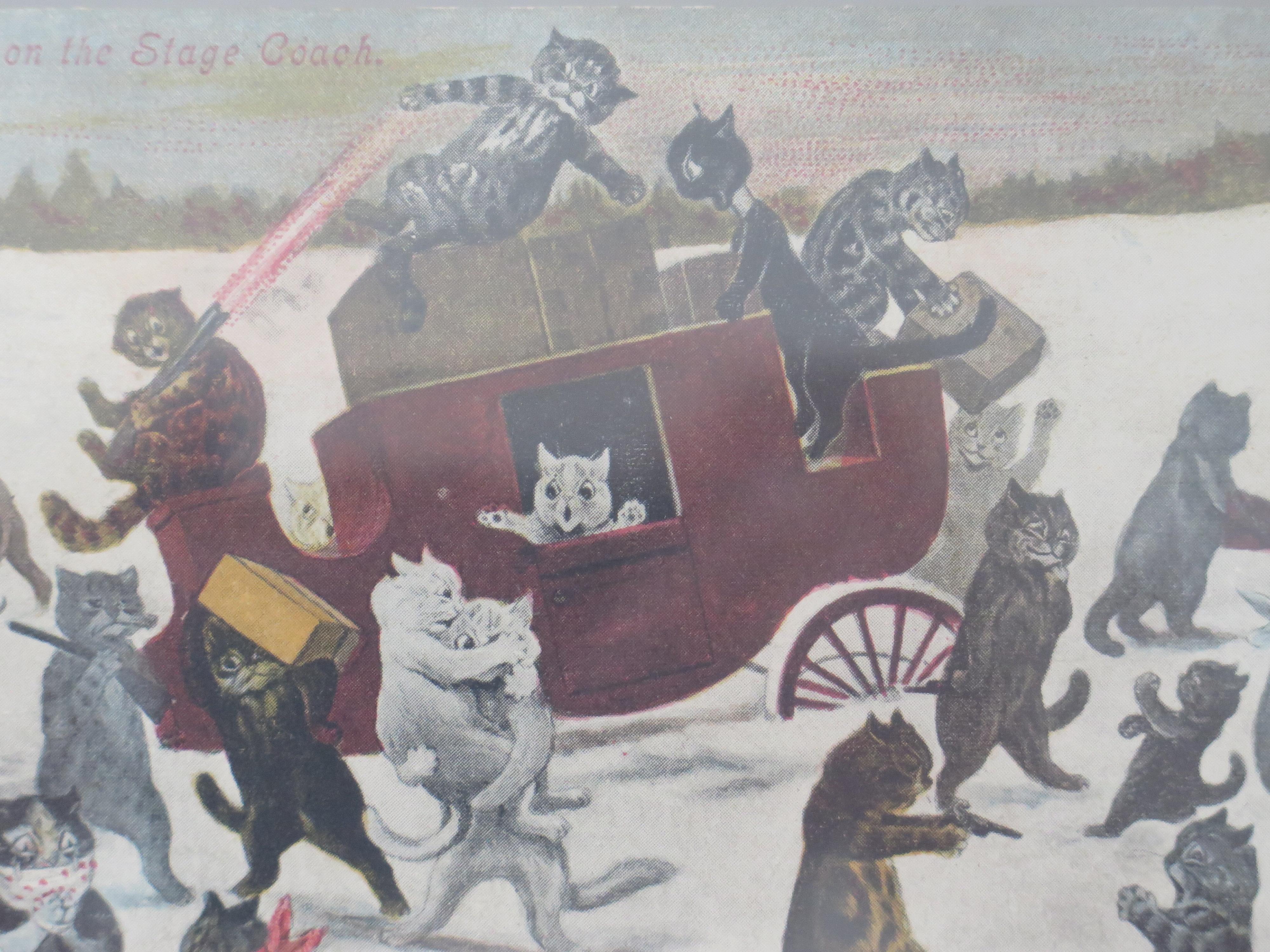 Louis Wain gerahmte Katzenpostkarte 