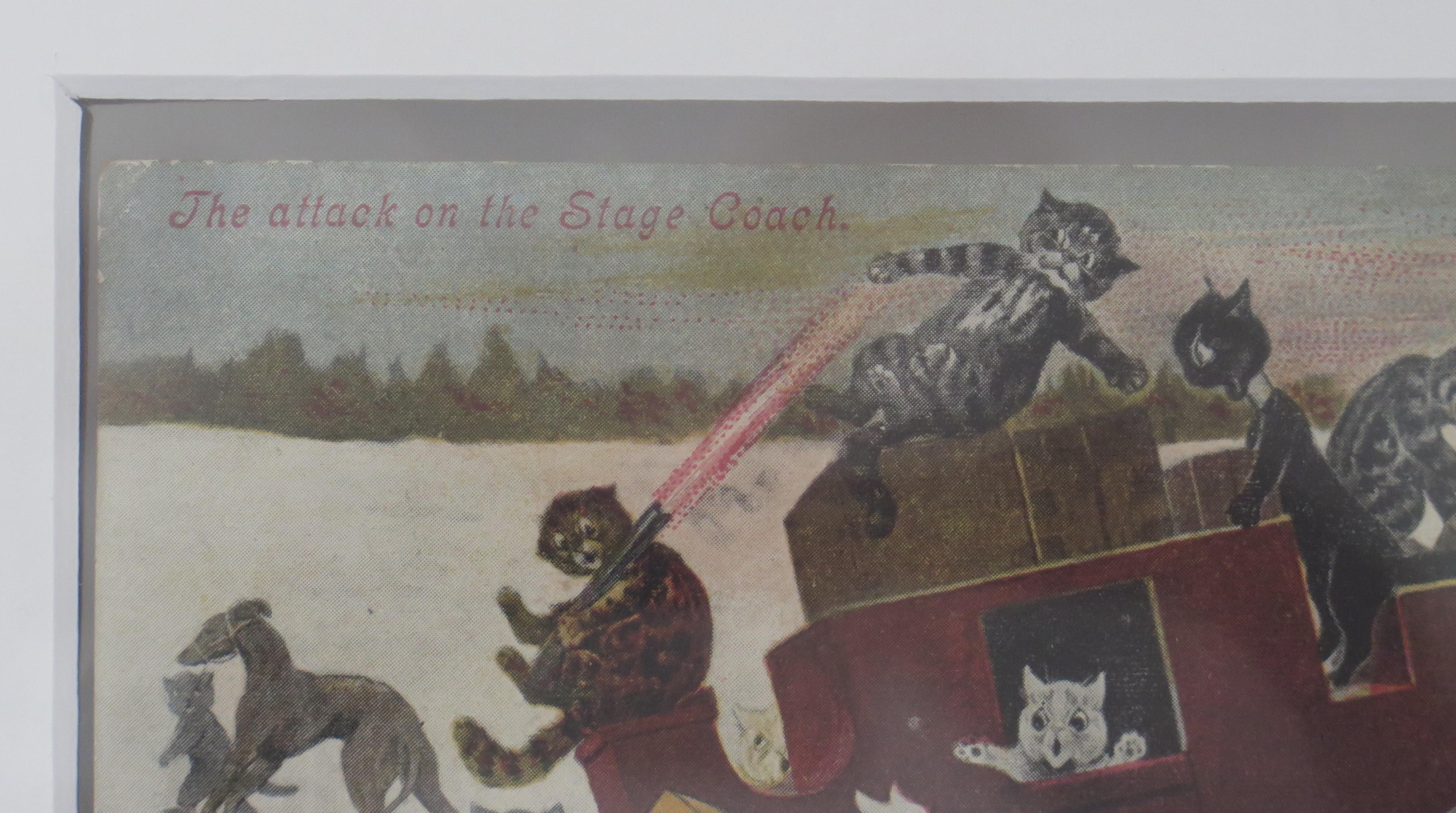 British Louis Wain framed Cat Postcard 