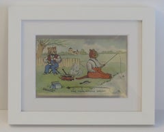 Louis Wain Framed Cat Postcard "The Fishermans Dream", Edwardian 1904