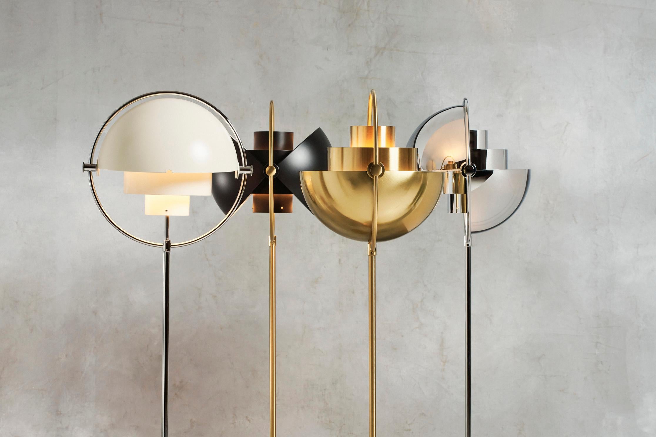 Louis Weisdorf Multi-Lite Floor Lamp Chrome White Semi Matt for GUBI In New Condition For Sale In New York, NY