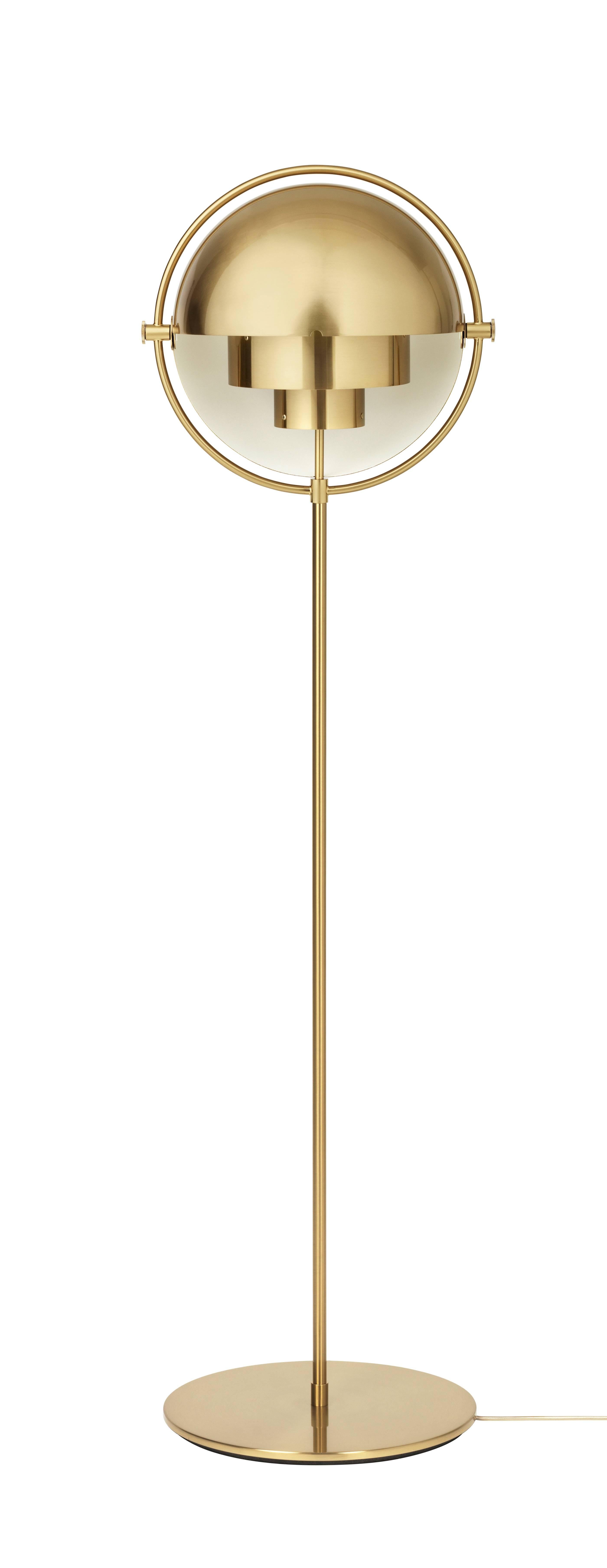 Louis Weisdorf 'Multi-Lite' floor lamp in brass. Designed in 1972 by Weisdorf, this is an authorized re-edition by GUBI of Denmark who meticulously reproduces his work with scrupulous attention to detail and materials that are faithful to the