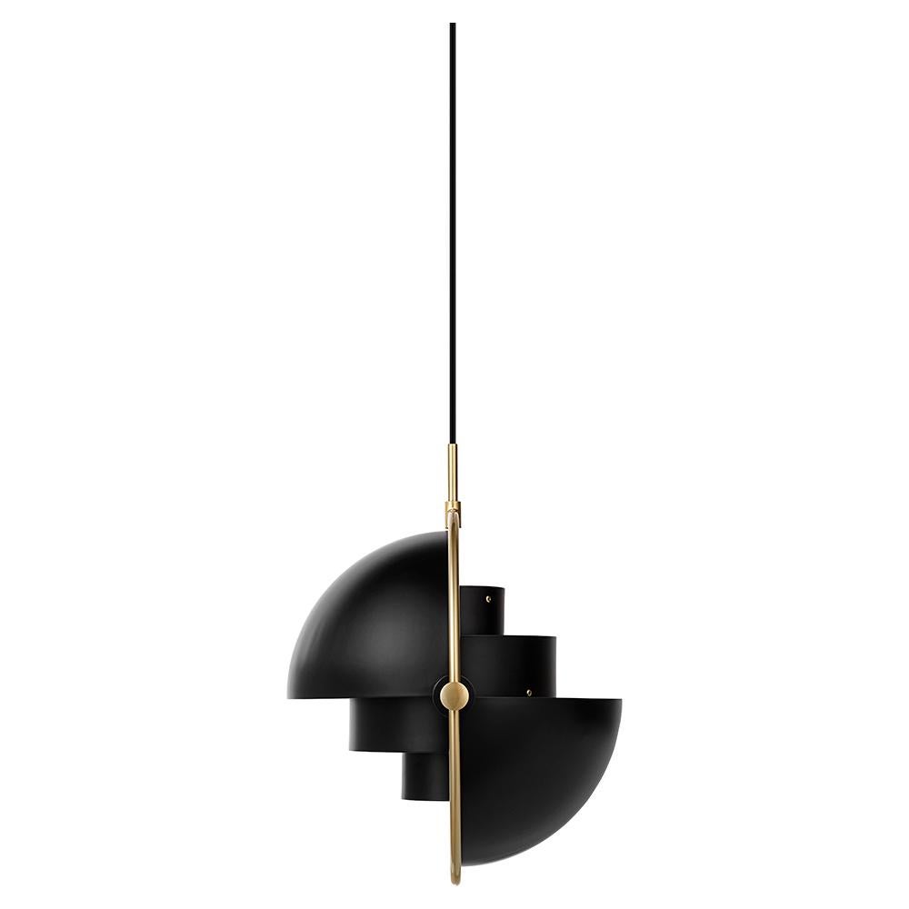 Mid-Century Modern Louis Weisdorf Pendentif Multi-Lite Laiton Noir Semi Mat Ø32 cm pour GUBI en vente