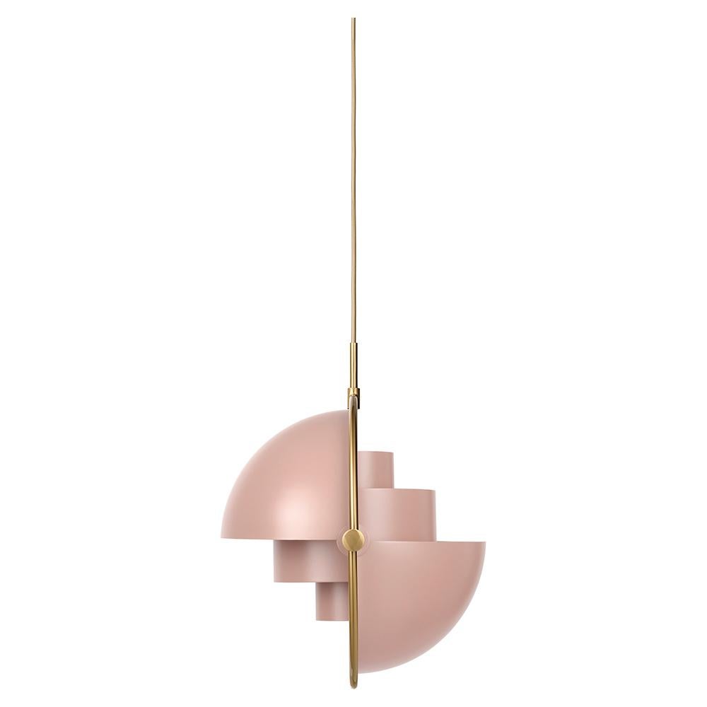 Mid-Century moderno Louis Weisdorf Ciondolo Multi-Lite Ottone Rosa Polvere Semi-Opaco Ø32 cm per Gubi in vendita