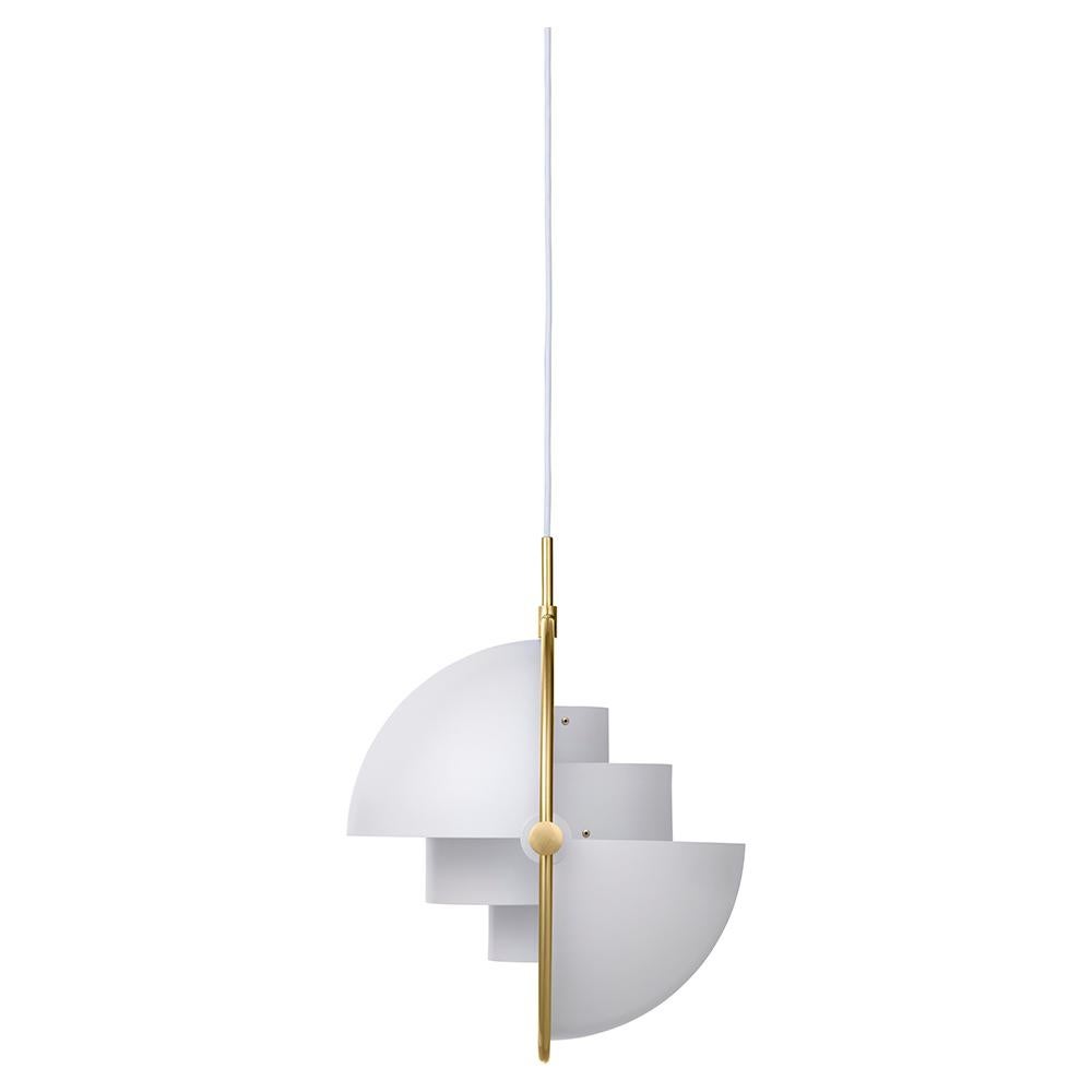 Mid-Century Modern Louis Weisdorf Multi-Lite Pendant Brass White Semi Matt Ø32 cm for GUBI For Sale
