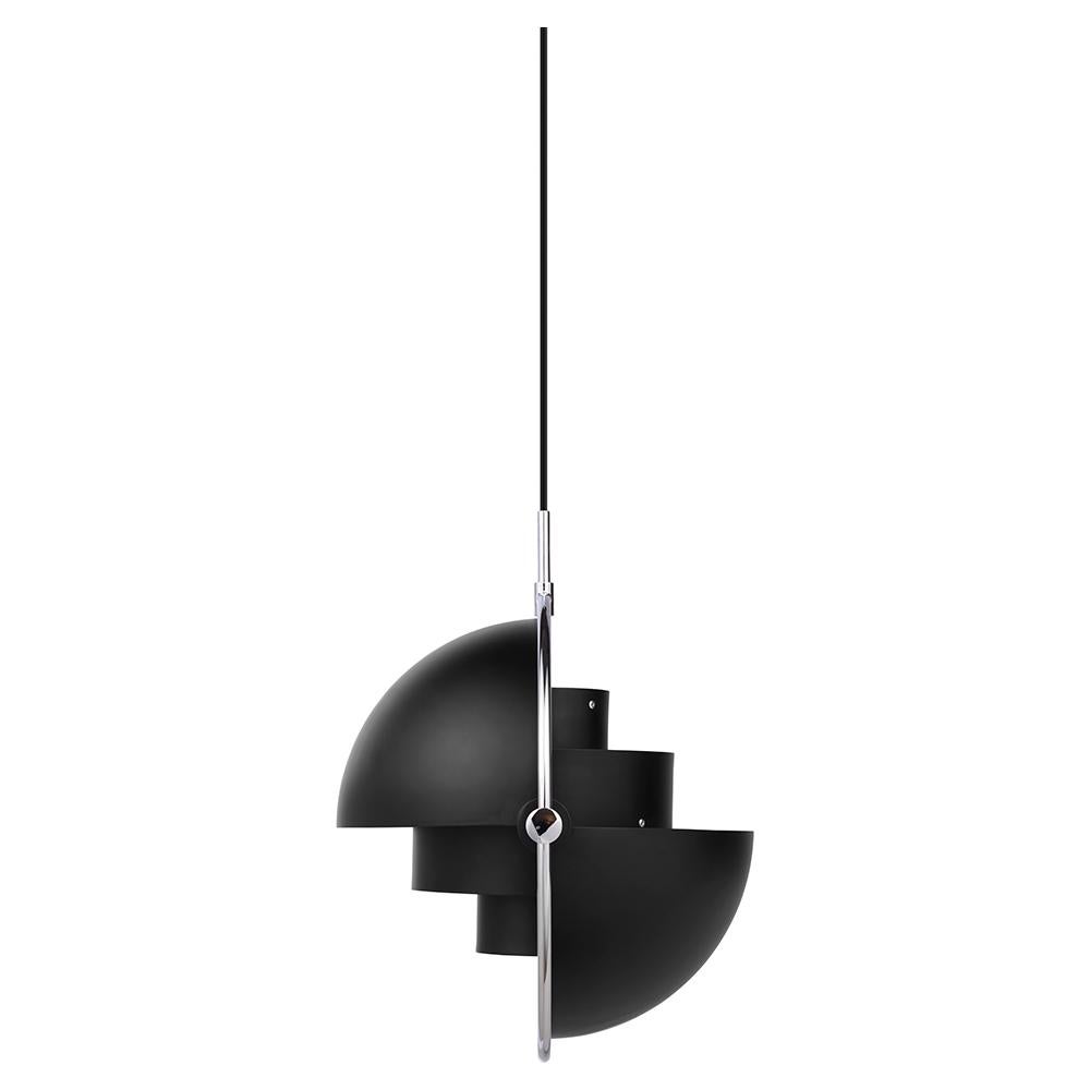 Mid-Century Modern Louis Weisdorf Multi-Lite Pendant Chrome Black Semi Matt Ø22.5 cm for GUBI For Sale