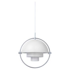 Louis Weisdorf Multi-Lite Pendelleuchte Chrom Weiß Seidenmatt Ø32 cm für GUBI