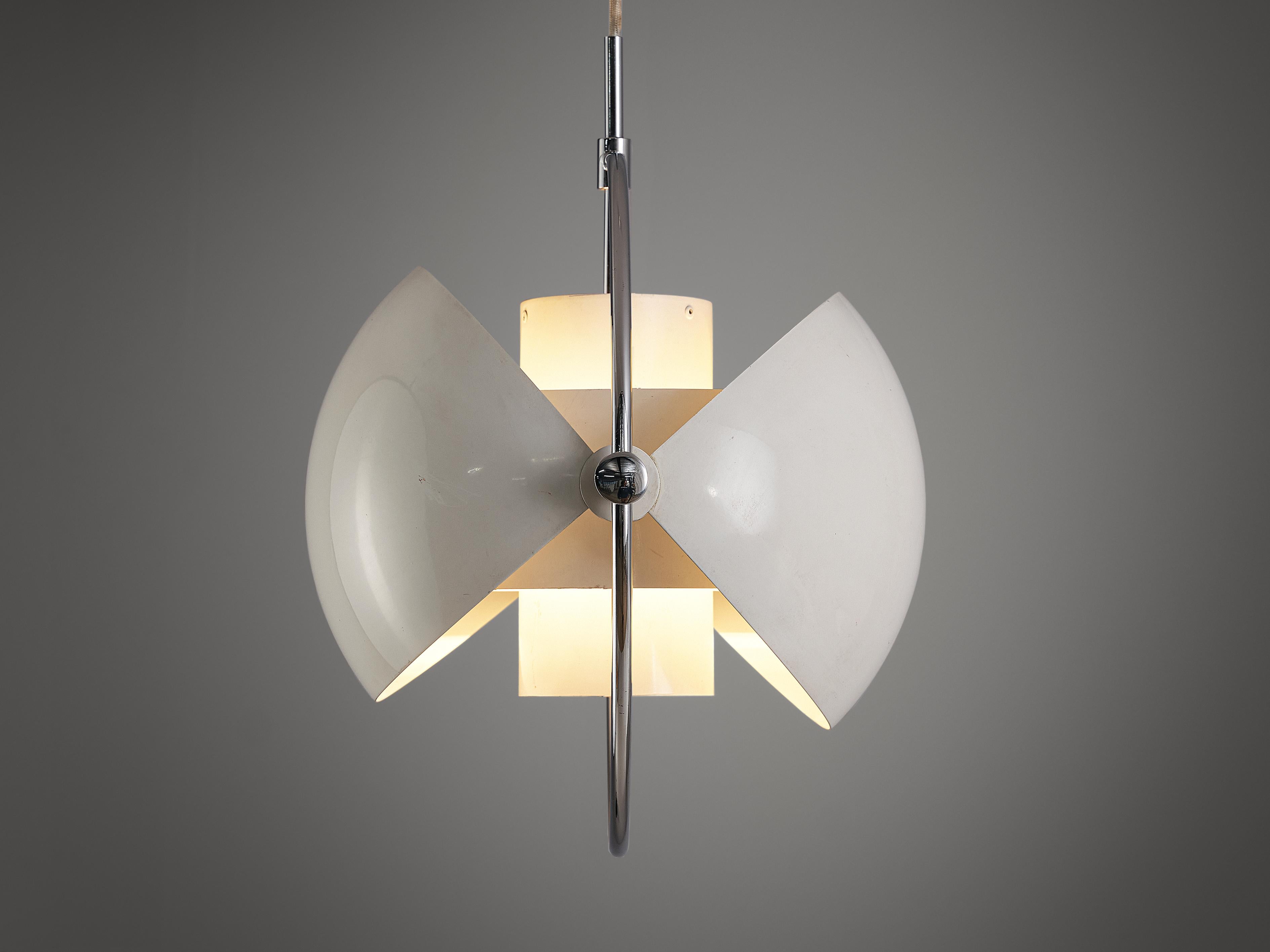 Scandinavian Modern Louis Weisdorf for Lyfa 'Multi-Lite' Pendant in Metal and Chrome