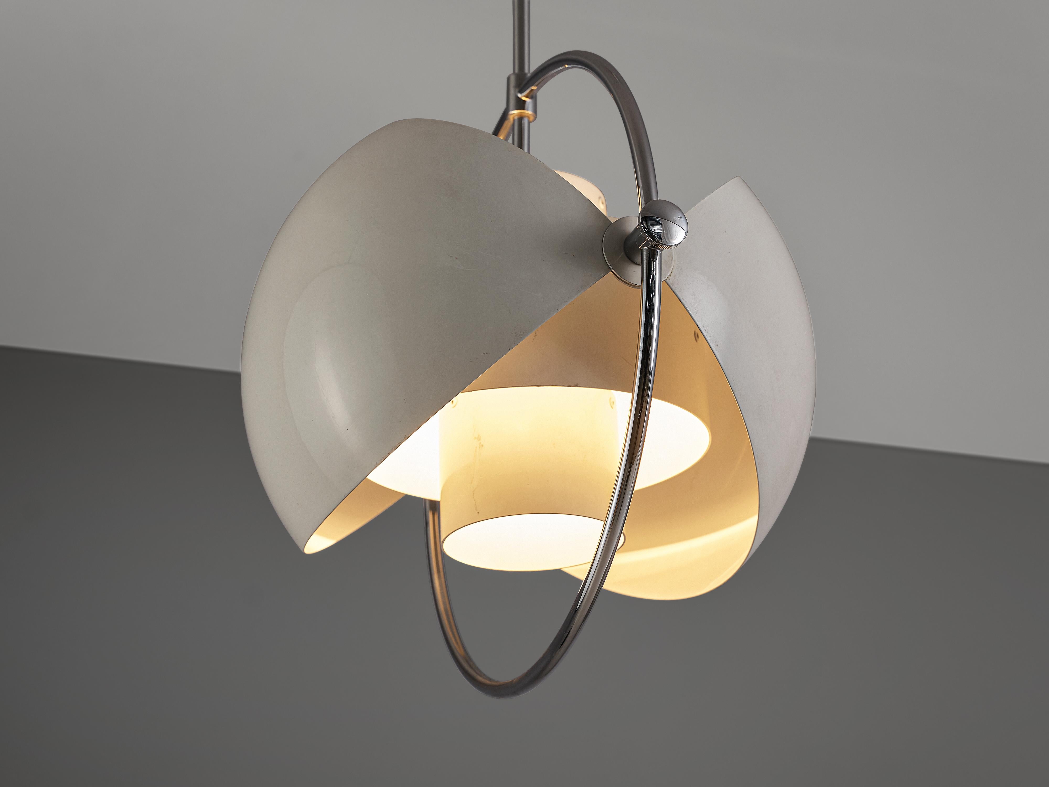 Danish Louis Weisdorf for Lyfa 'Multi-Lite' Pendant in Metal and Chrome