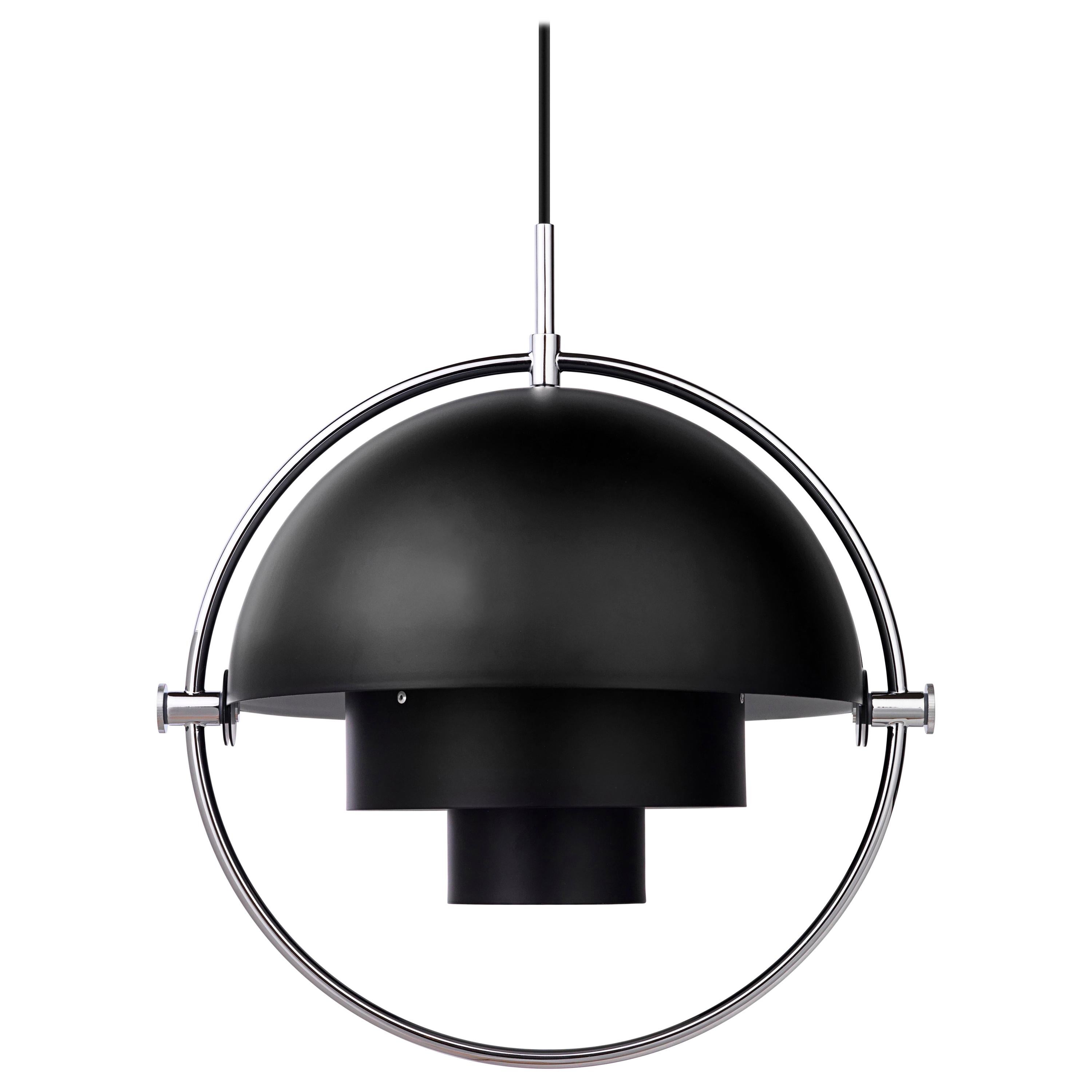 Lampe à suspension « Multi-Lite » de Louis Weisdorf en noir et chrome