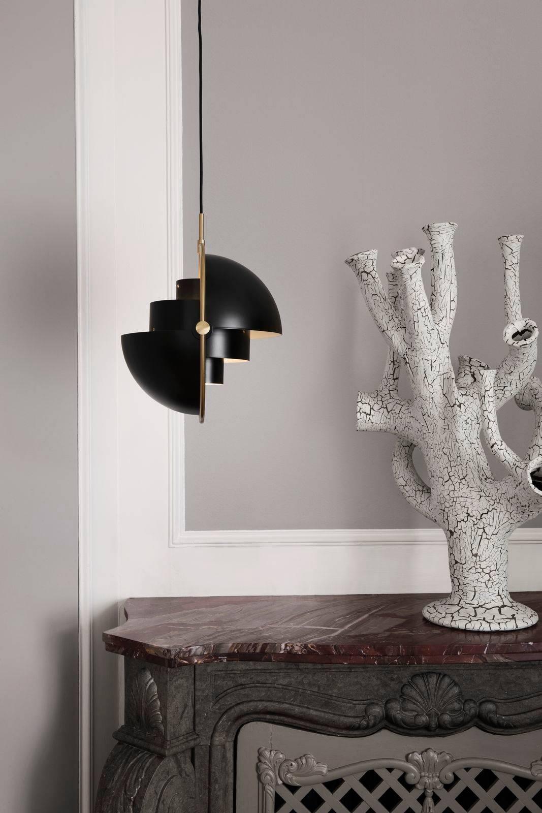 Lampe à suspension « Multi-Lite » de Louis Weisdorf en blanc et laiton en vente 6