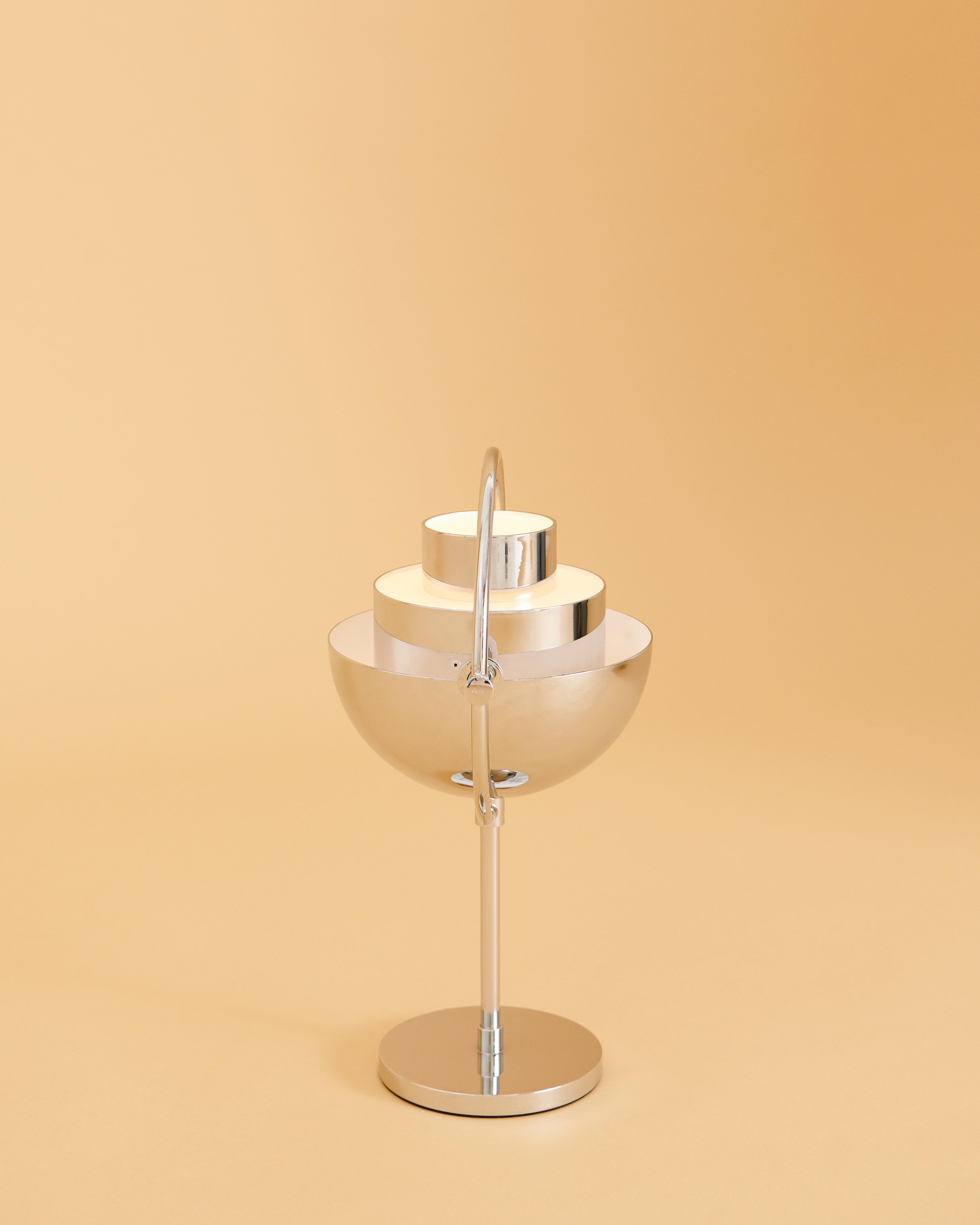 Metal Louis Weisdorf 'Multi-Lite' Portable Table Lamp in Chrome for GUBI For Sale