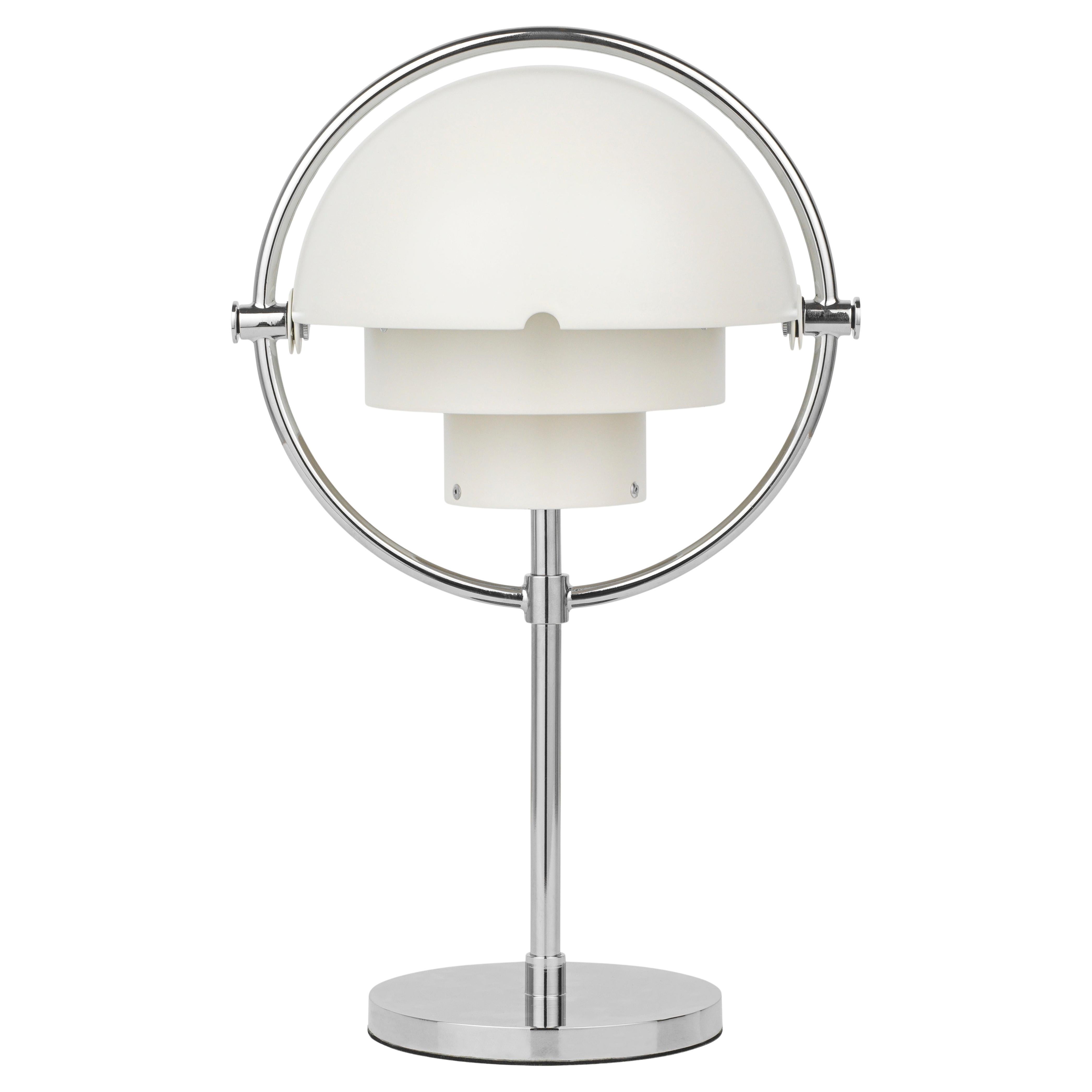 Louis Weisdorf 'Multi-Lite' Portable Table Lamp in White and Chrome for GUBI