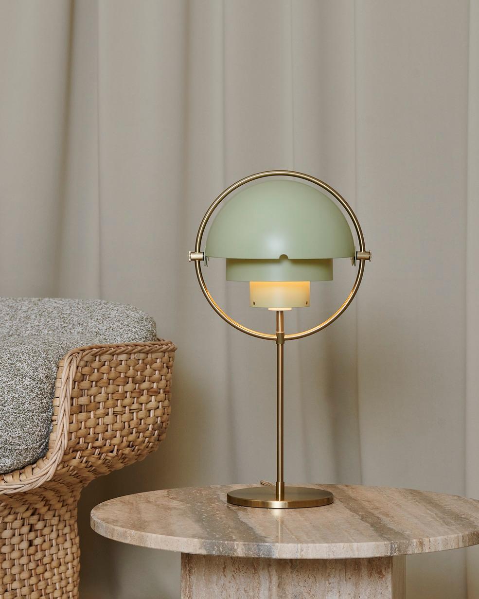 Steel Louis Weisdorf Multi-Lite Table Lamp Brass Desert Sage for GUBI For Sale