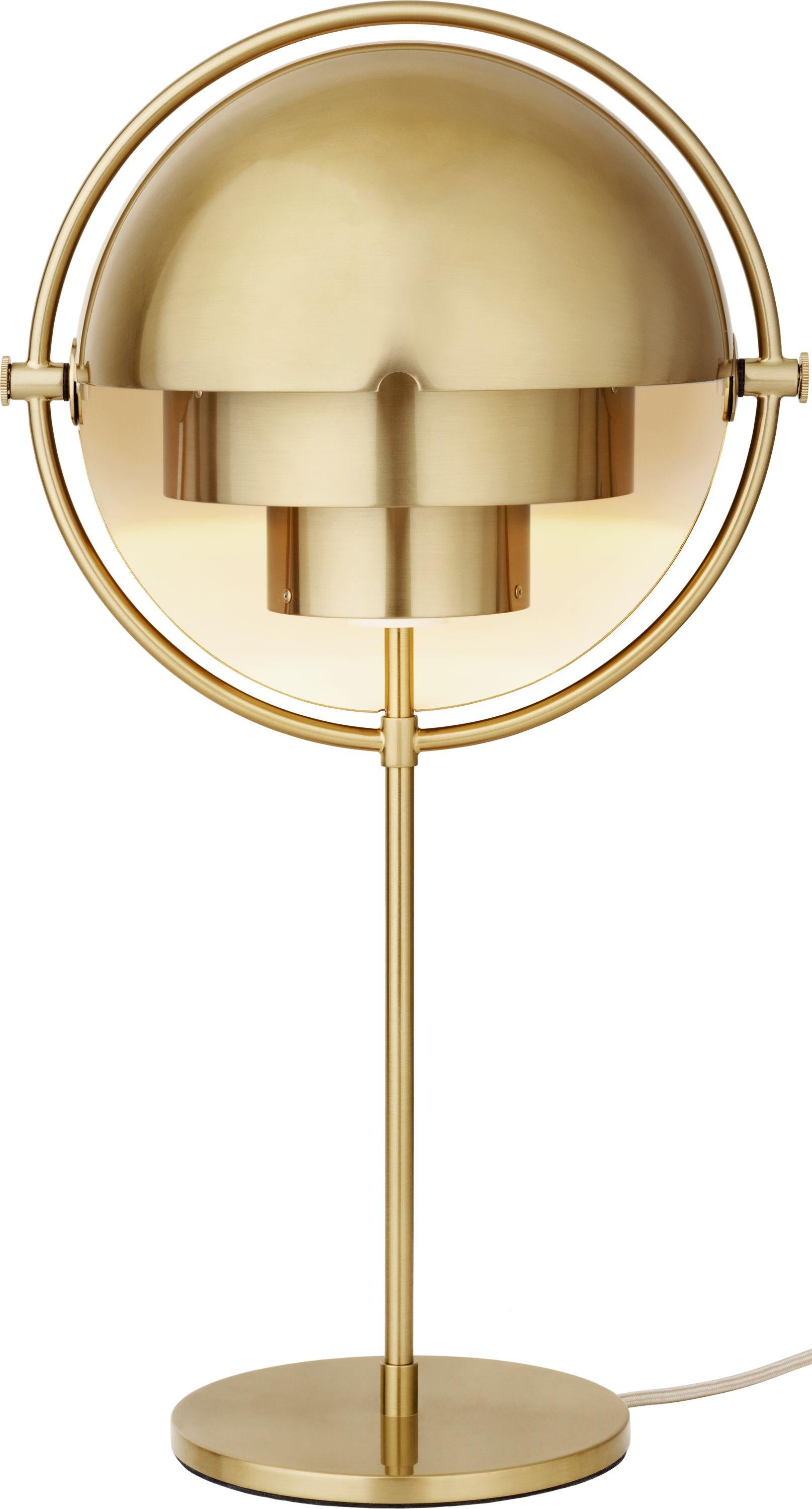 Louis Weisdorf 'Multi-Lite' table lamp in brass. Designed in 1972 by Weisdorf, this is a newly produced authorized re-edition by GUBI of Denmark who meticulously reproduce his work with scrupulous attention to detail and materials that are faithful