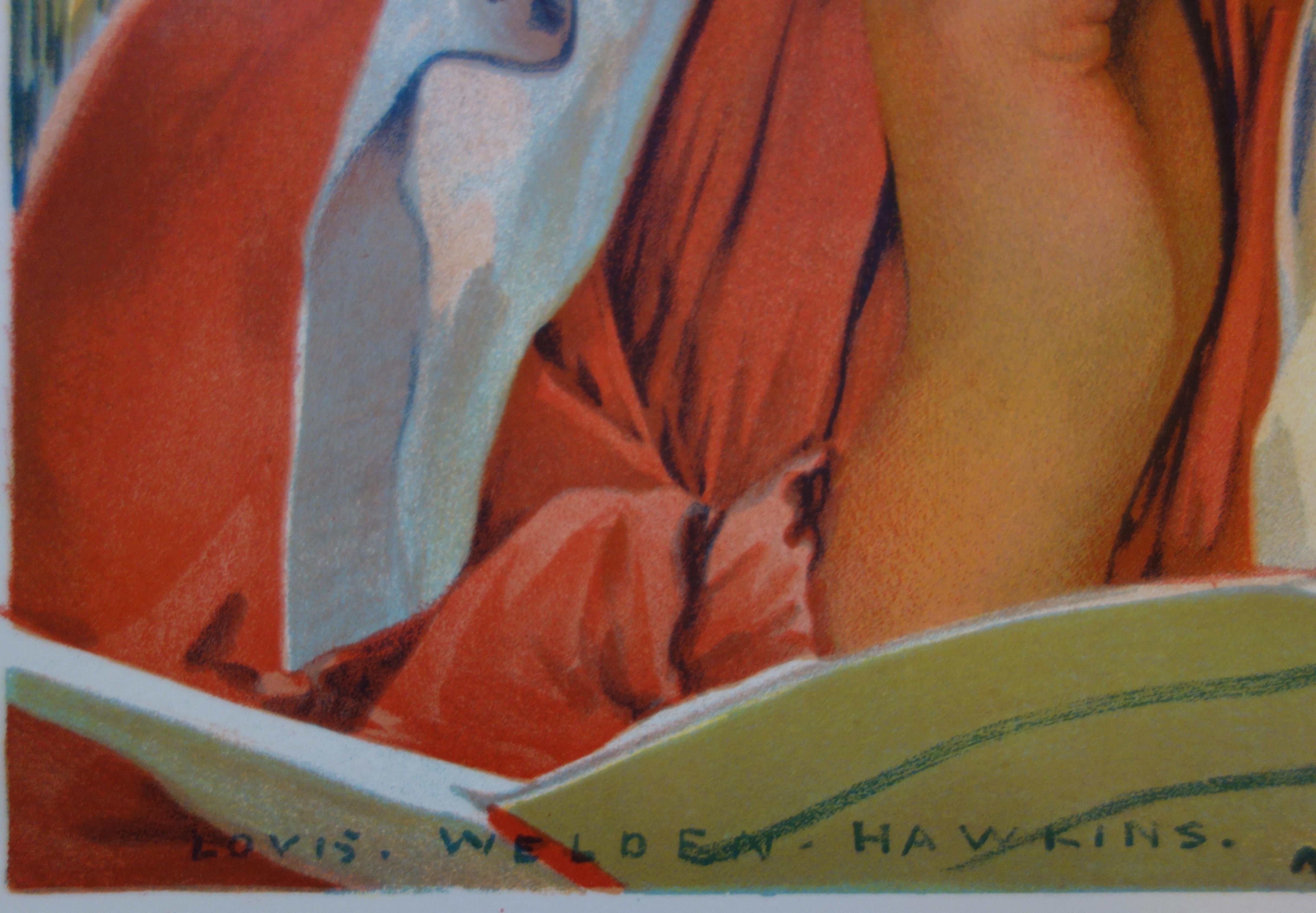 Les femmes appréciant un livre - Lithographie originale (L'Estampe Moderne 1897-1898) - Print de Louis Welden Hawkins