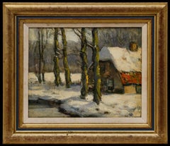 Louis Willem van Soest (1867-1948) - Framed 1948 Oil, Winter Cottage
