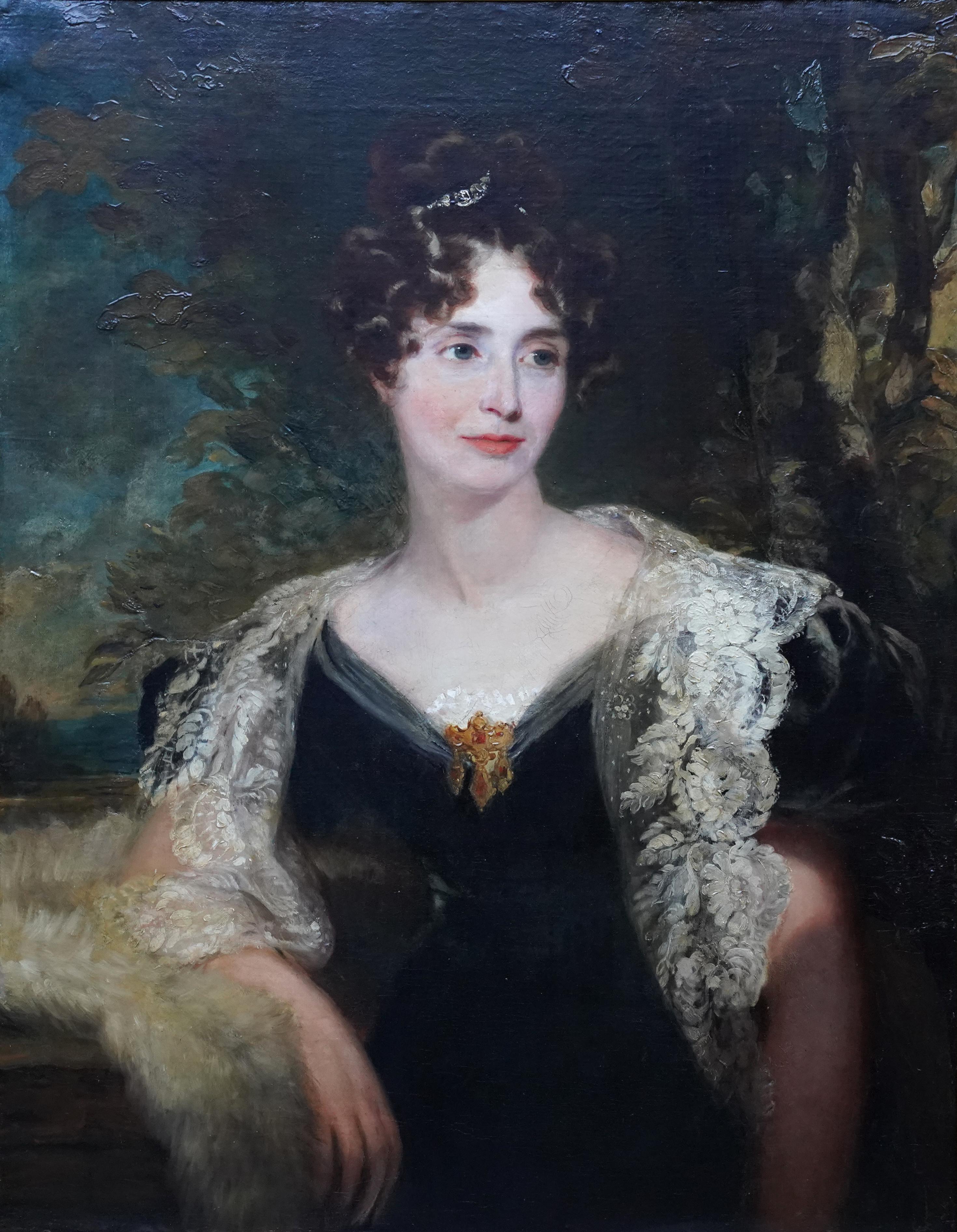 Portrait of Harriet Cooper - British Victorian art female portrait oil painting - Painting by Louis William Desanges