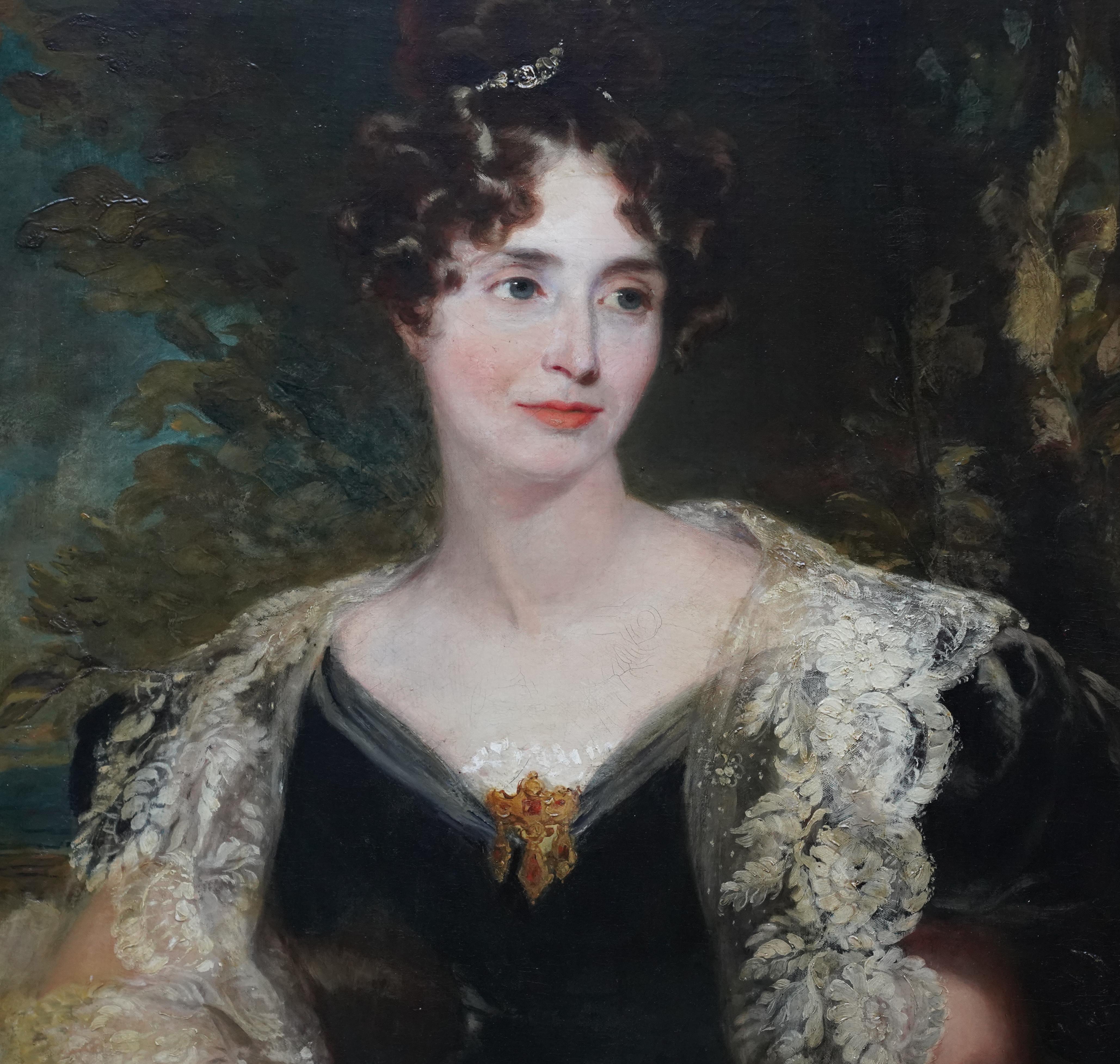 Portrait of Harriet Cooper - British Victorian art female portrait oil painting - Black Portrait Painting by Louis William Desanges
