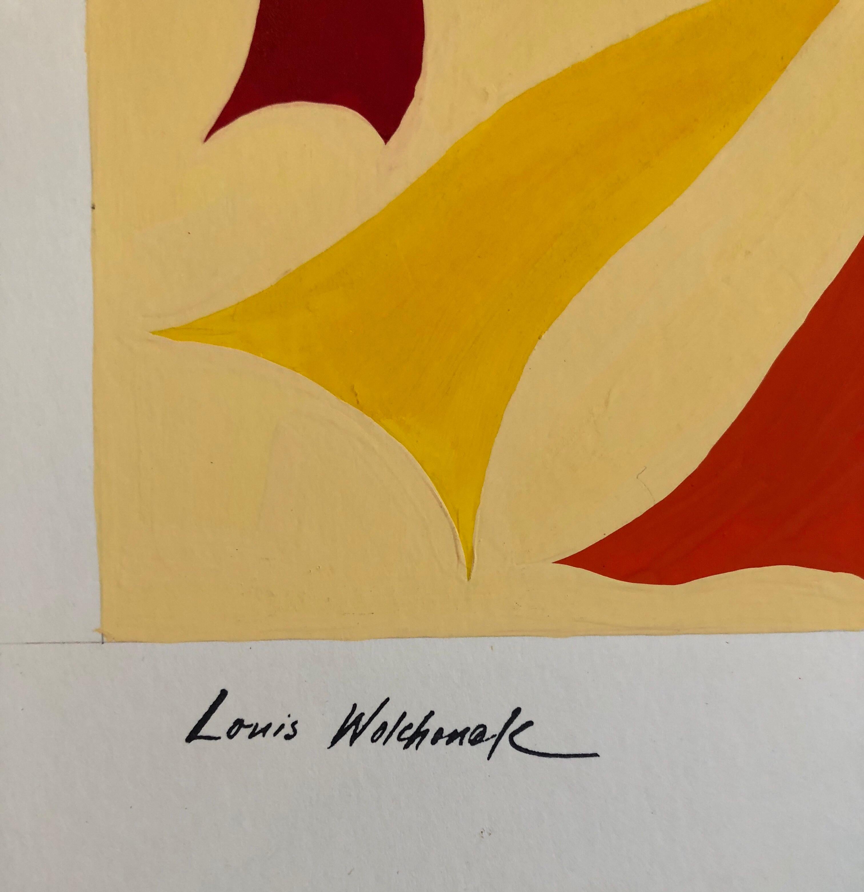 Abstrakt-expressionistisches Farb Gouache-Gemälde, Mid-Century Mod WPA, jüdischer Künstler – Painting von Louis Wolchonok