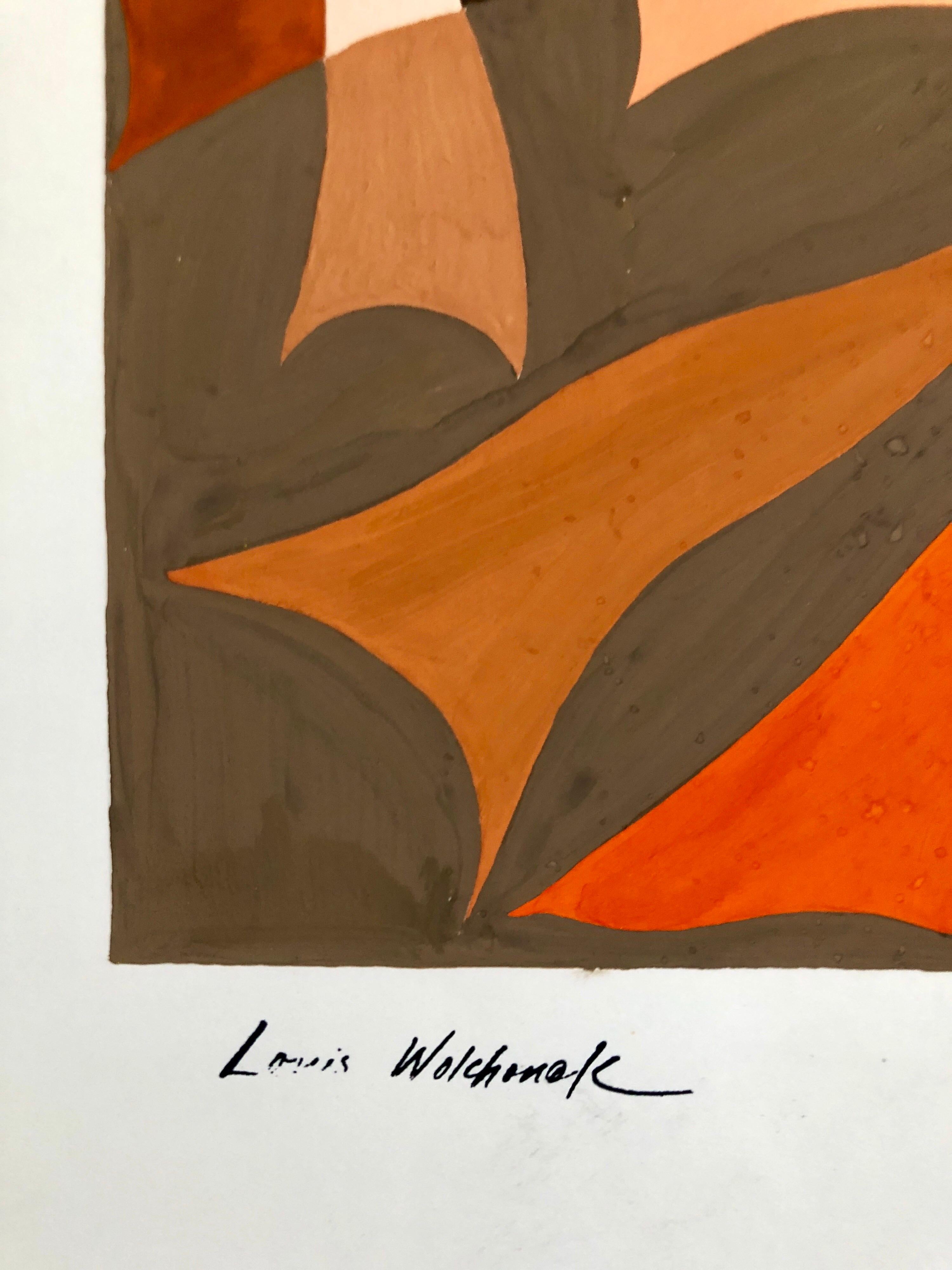 Abstrakt-expressionistisches Farb Gouache-Gemälde, Mid-Century Mod WPA, jüdischer Künstler – Painting von Louis Wolchonok