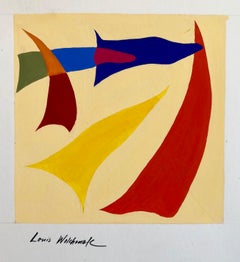 Peinture expressionniste abstraite à la gouache du milieu du siècle dernier, artiste juif de la WPA