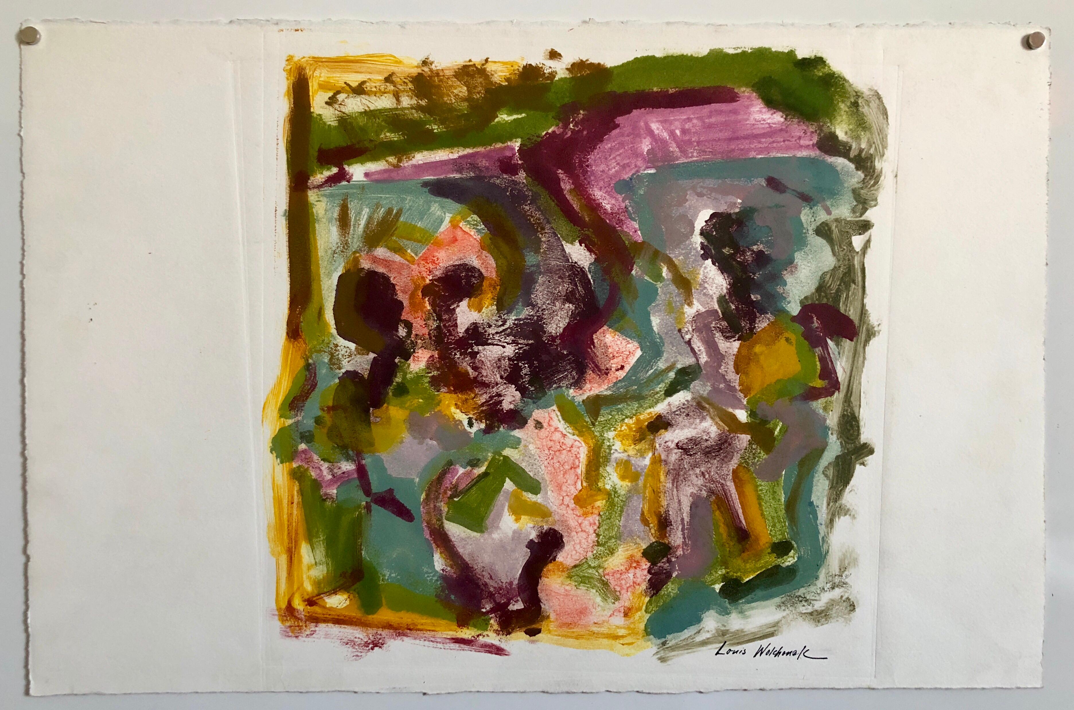 Abstract Expressionist Oil Painting Modern Pastel Monoprint WPA Jewish Artist For Sale 2