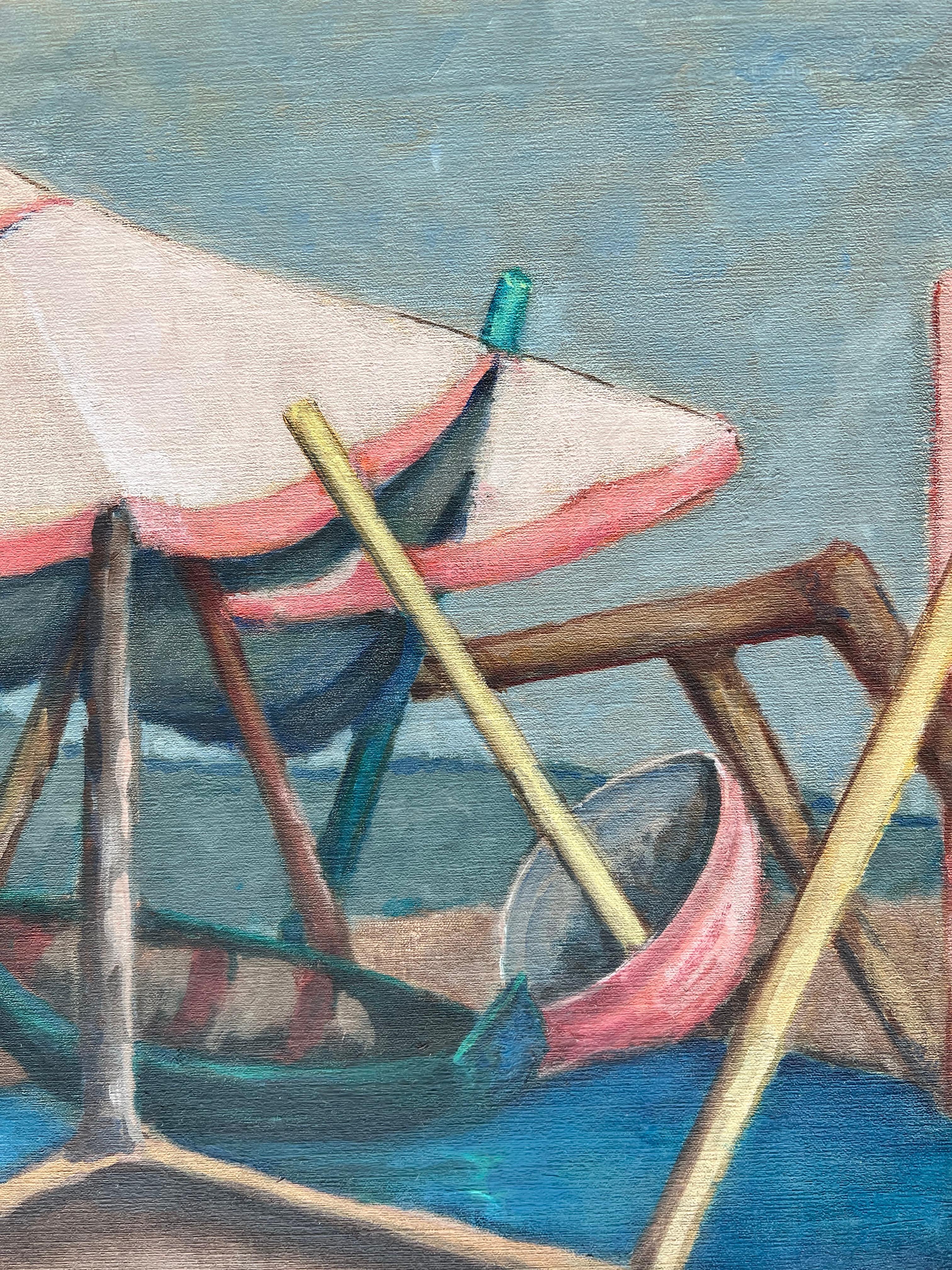 Scena di spiaggia olio su tela di Louis Wolchonok in vendita 5