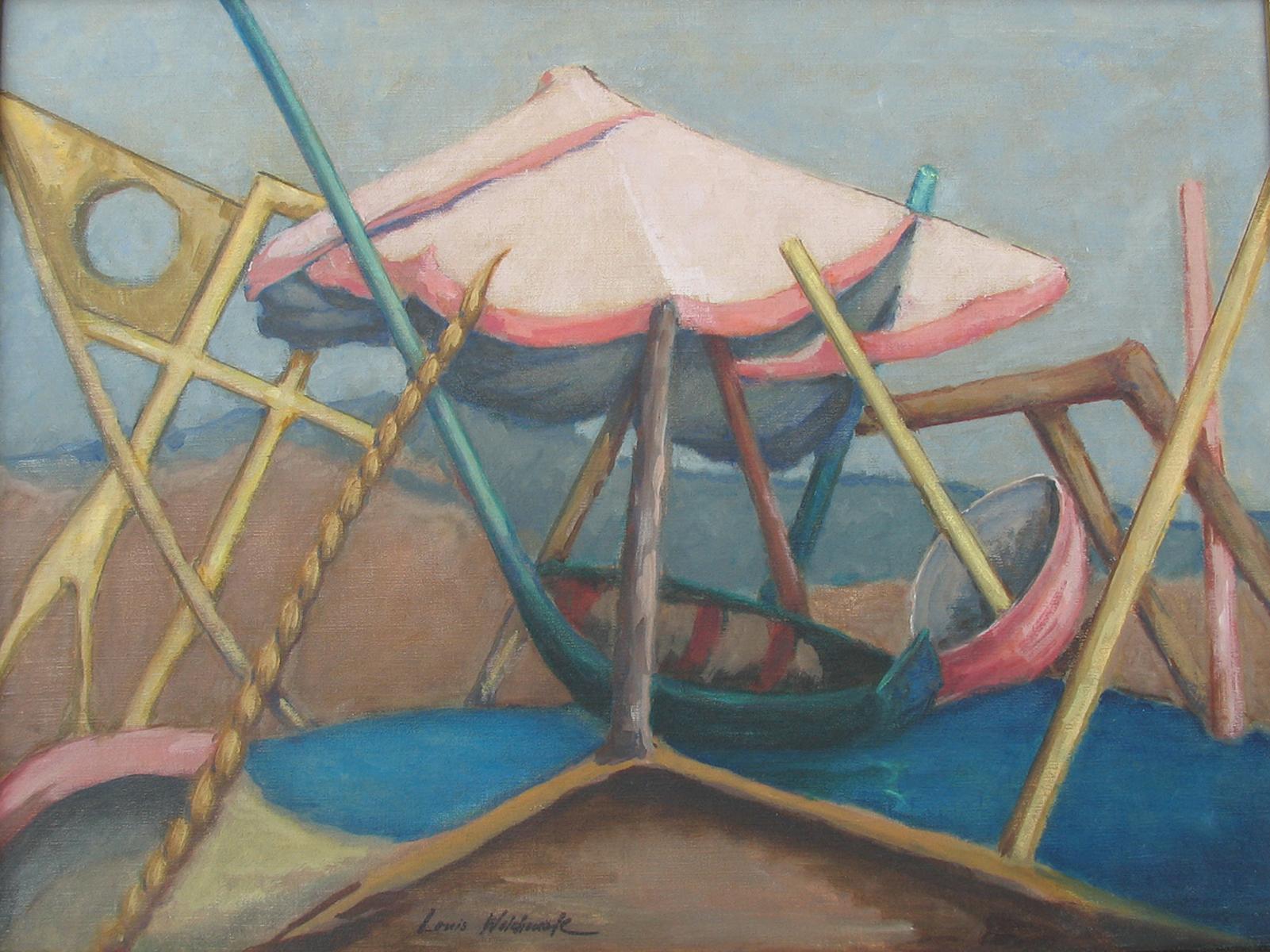 Beach Scene oil on canvas by Louis Wolchonok For Sale 1