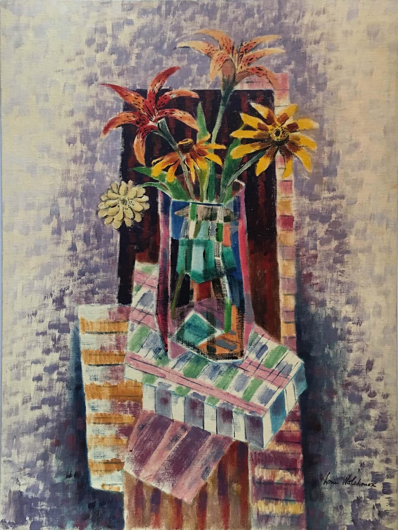 Louis Wolchonok Still-Life Painting – Cubist Still Life